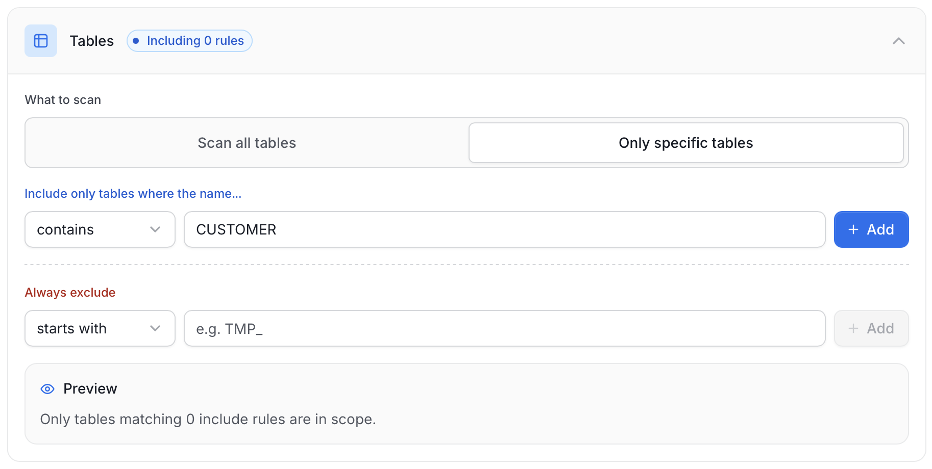 Table Filter Pattern Example 1