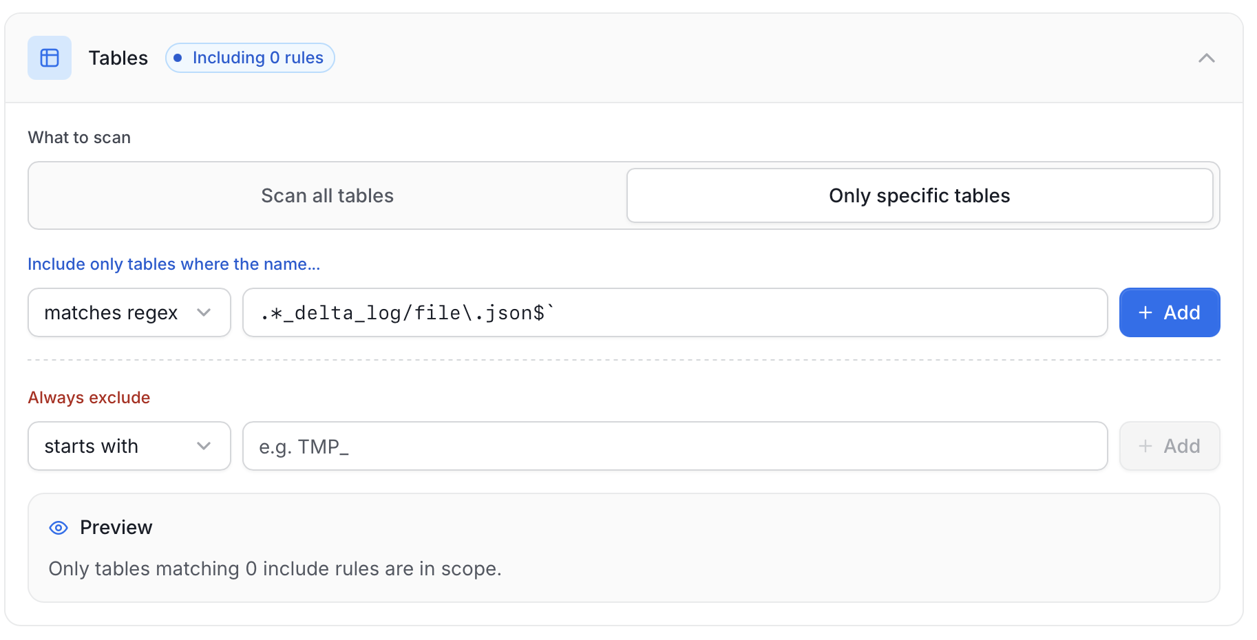 Table Filter Pattern Example 3