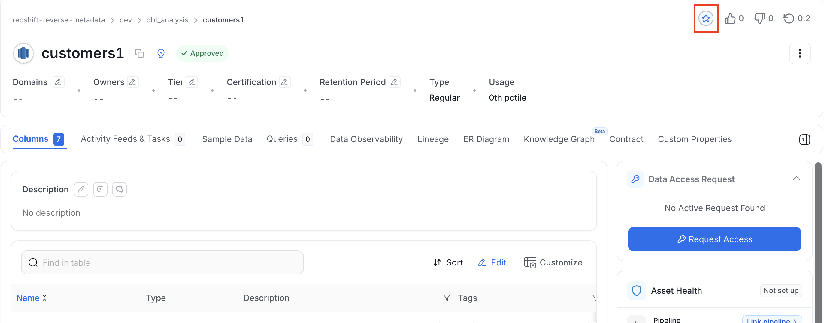 Star the Data Asset