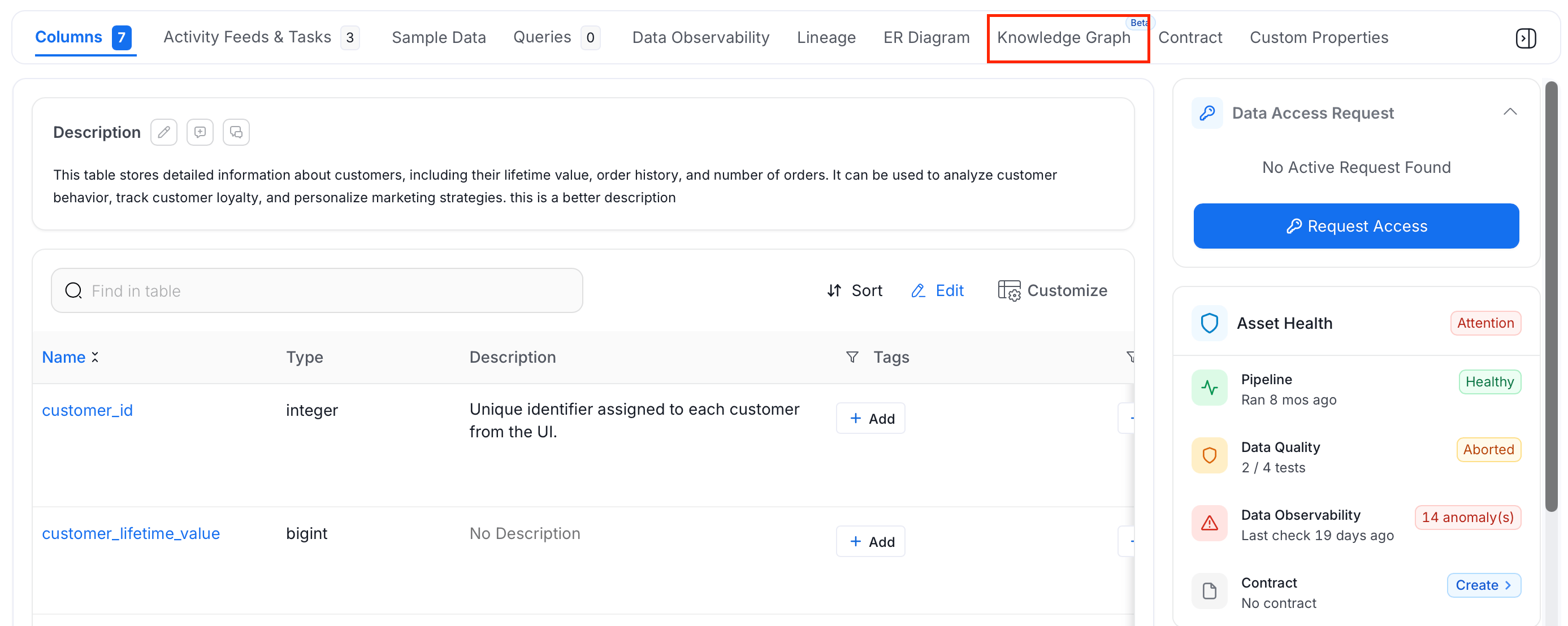 Knowledge Graph Tab