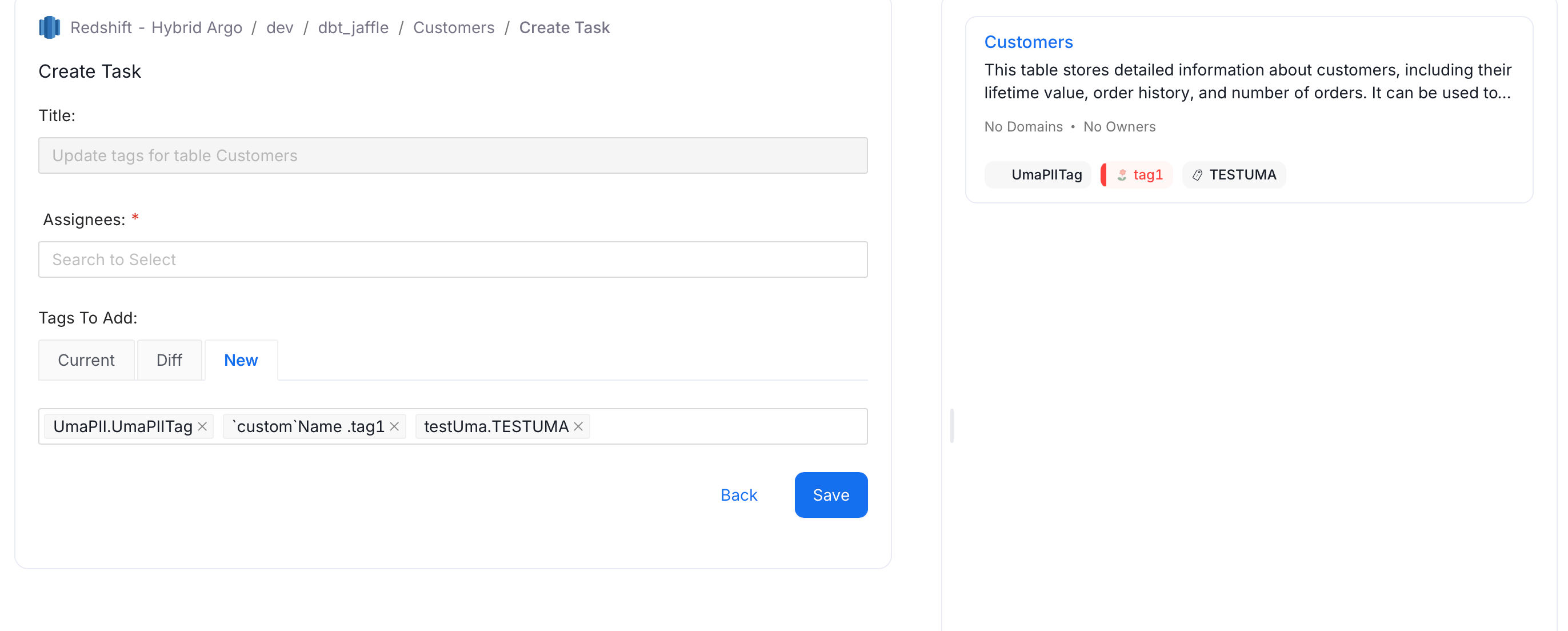 Add a Task: Request to Update Tags