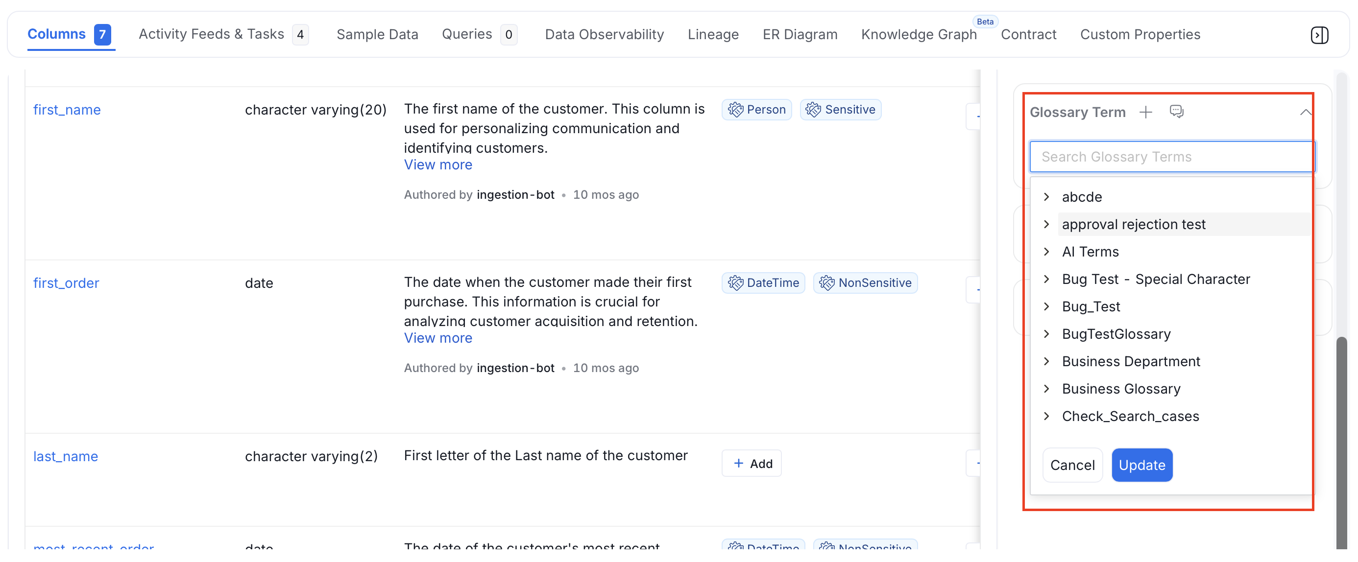 Add Glossary Terms