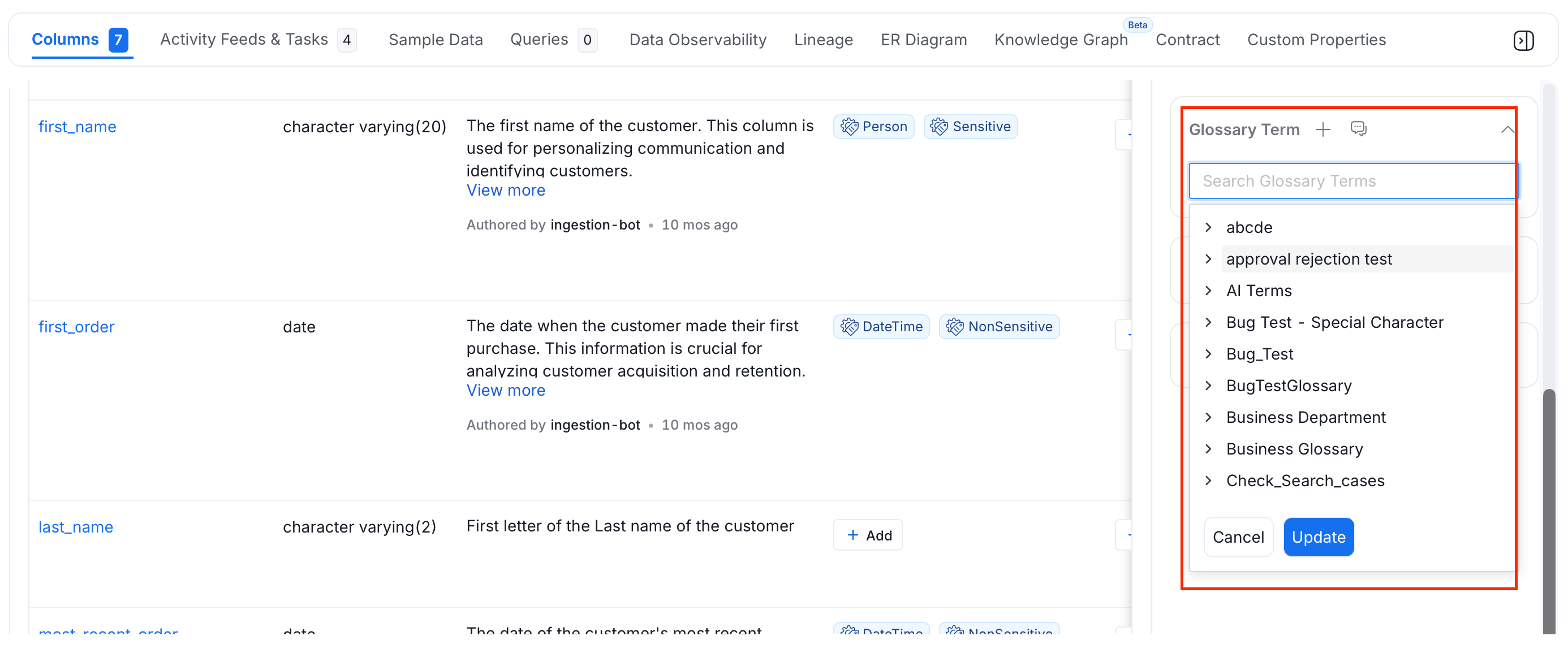 Add Glossary Terms