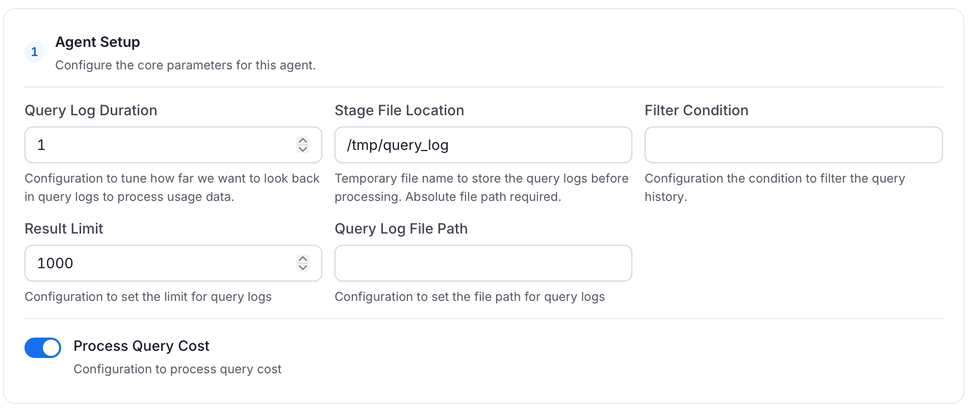 Usage Agent Setup