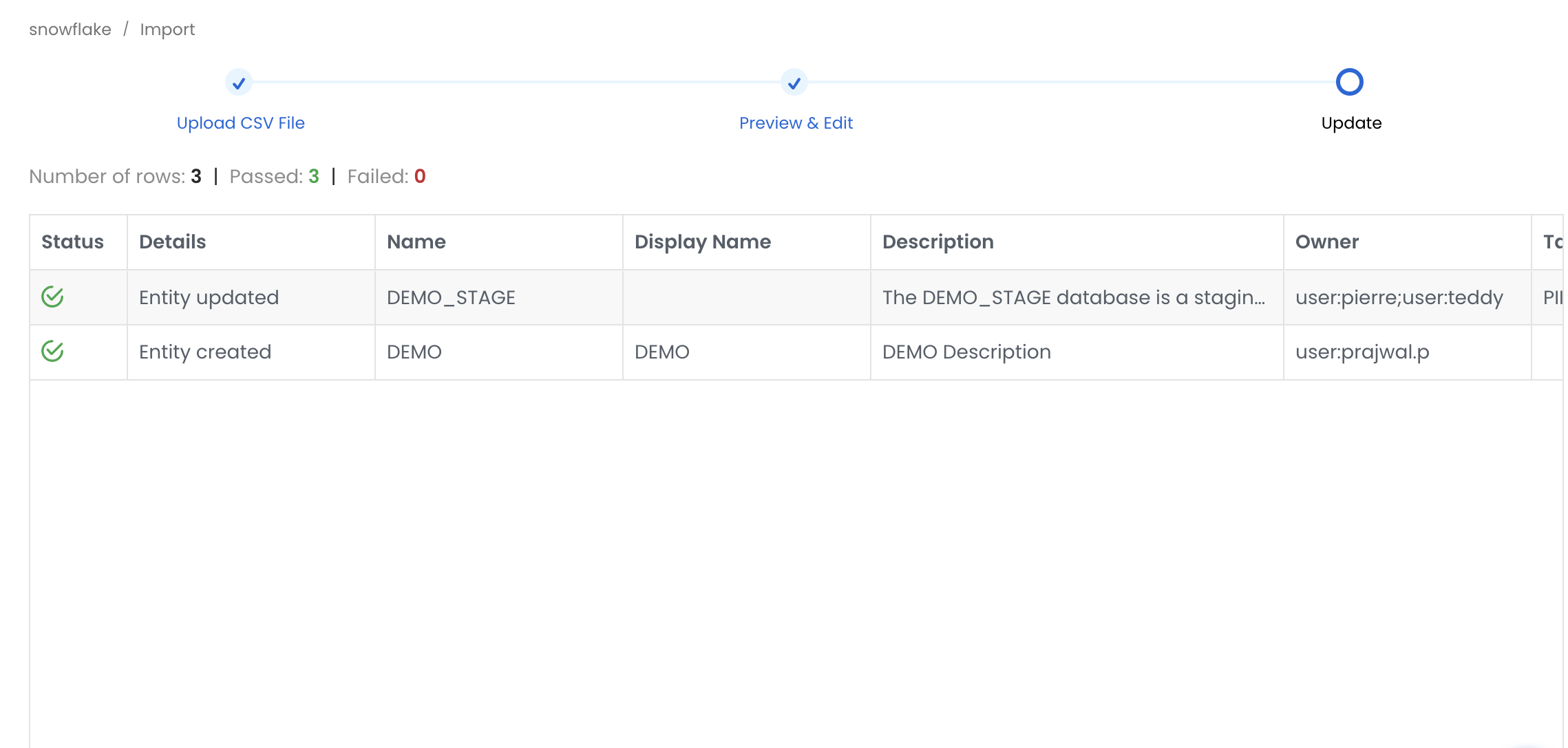 Validate the updated Data Assets