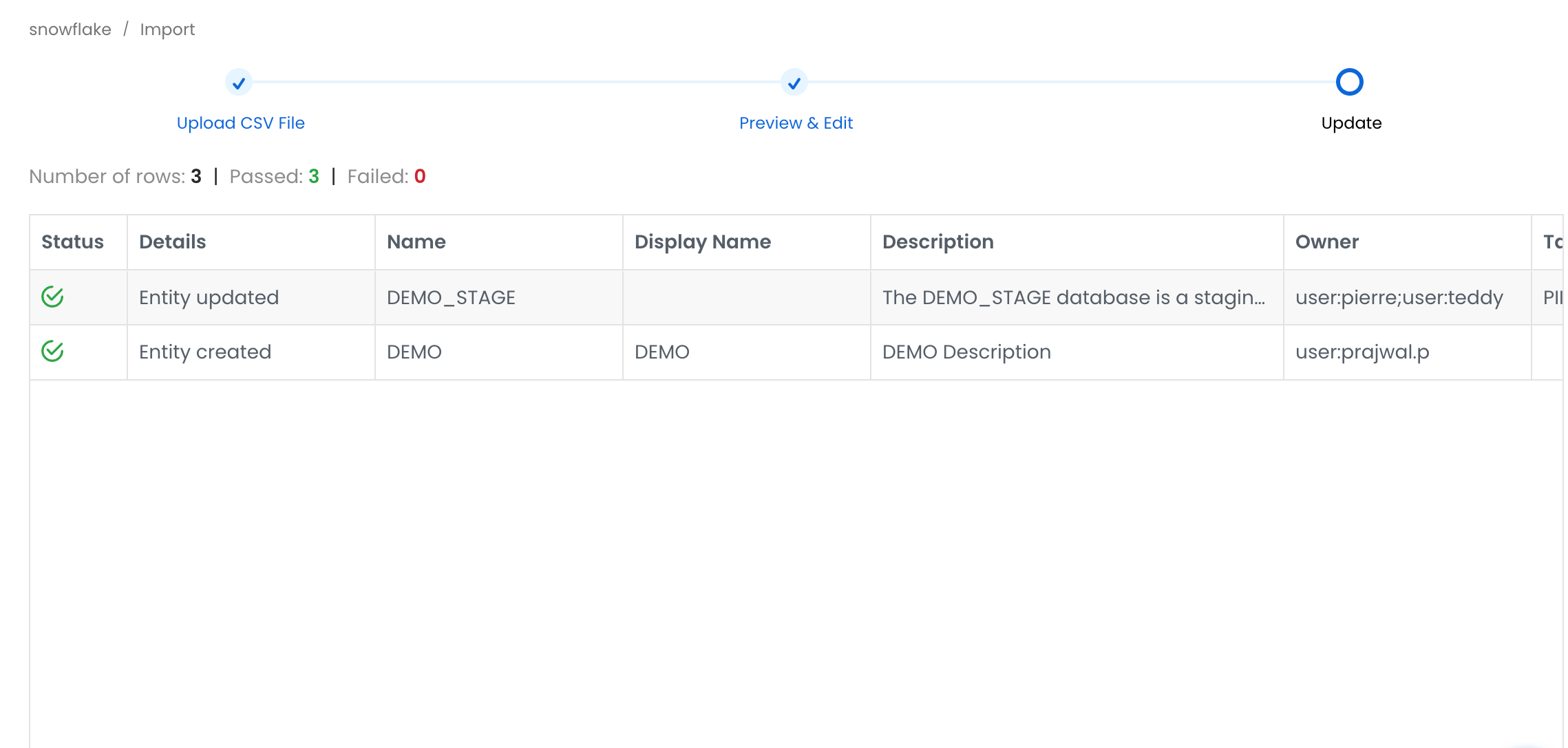 Validate the updated Data Assets