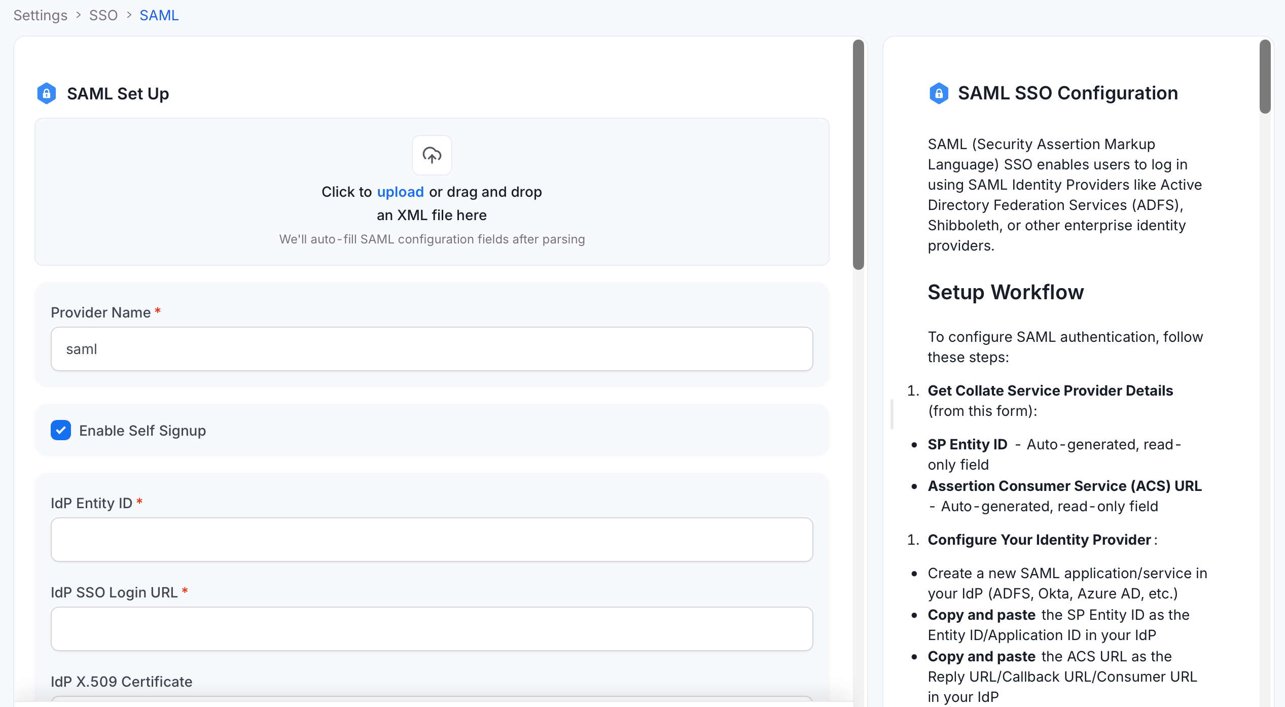Configure SAML