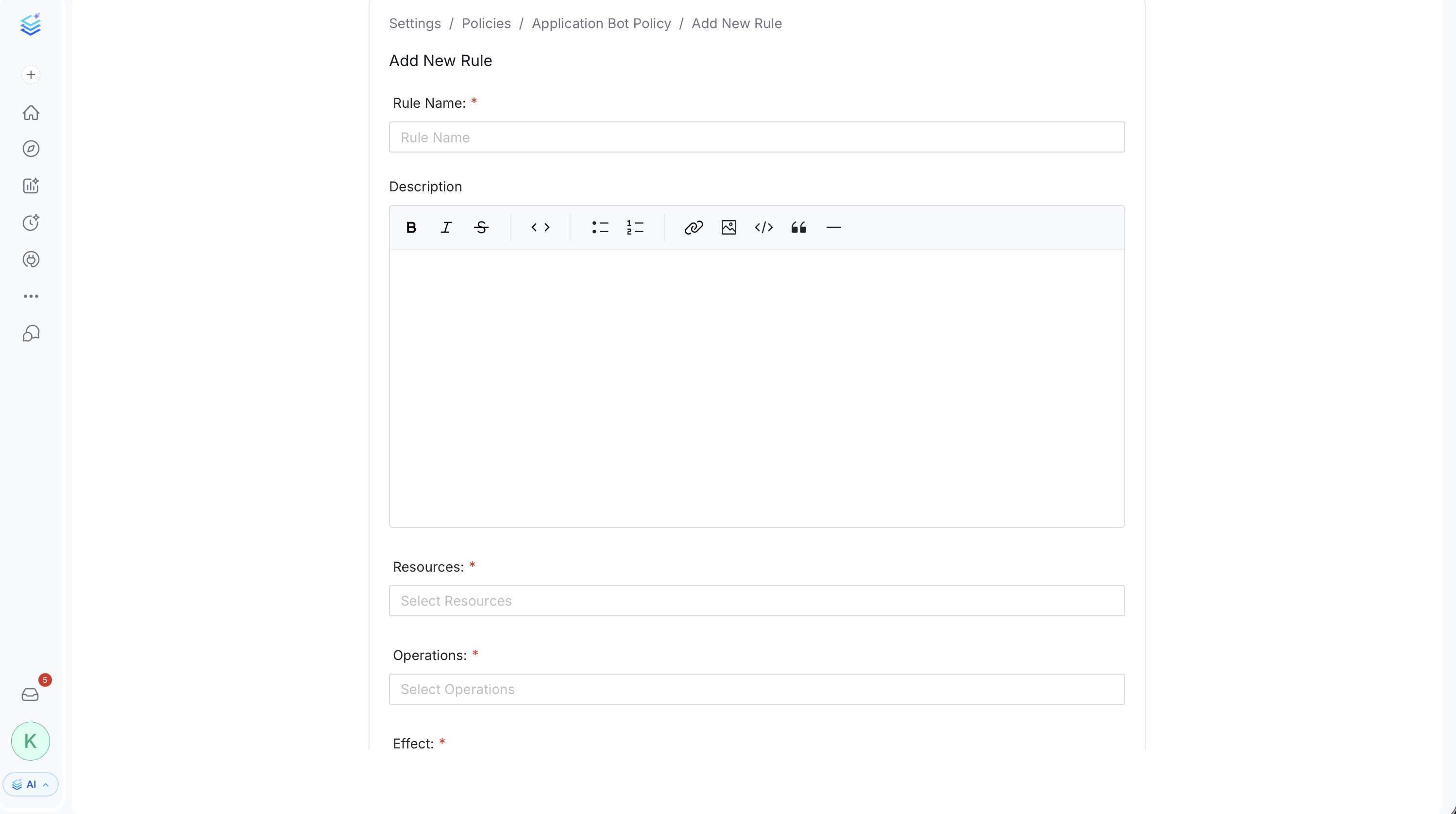 Rule details form