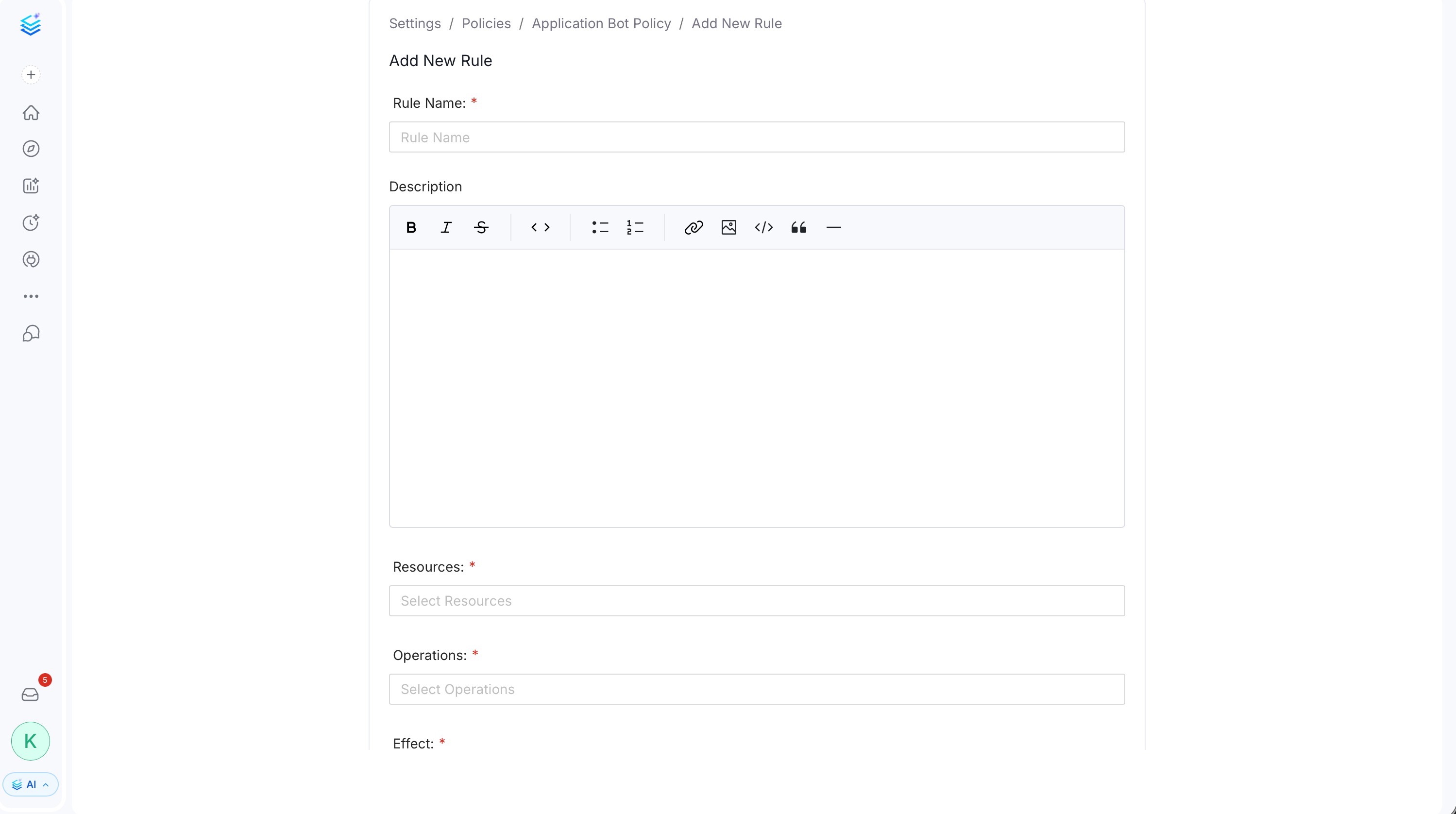 Rule details form