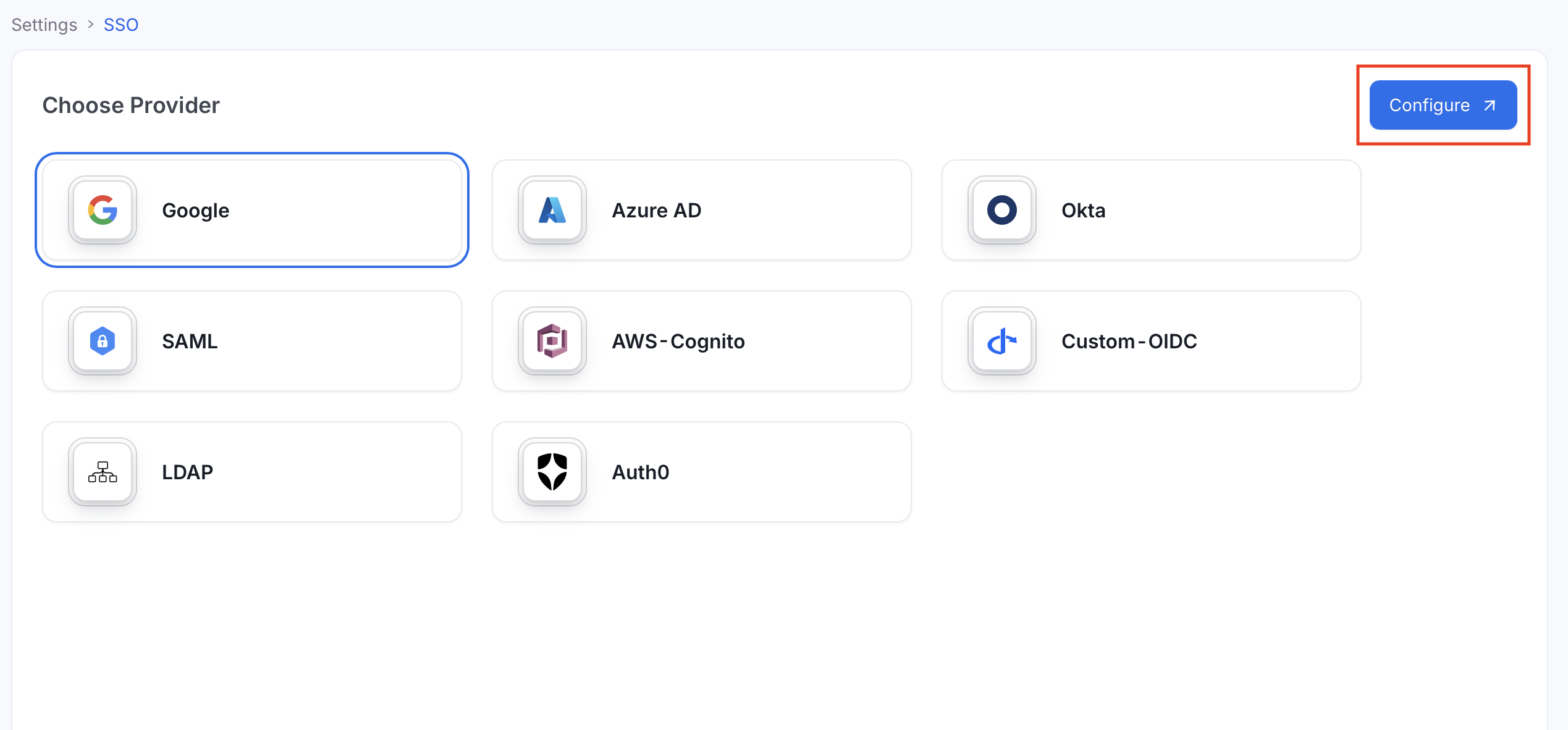 SSO — Select Provider