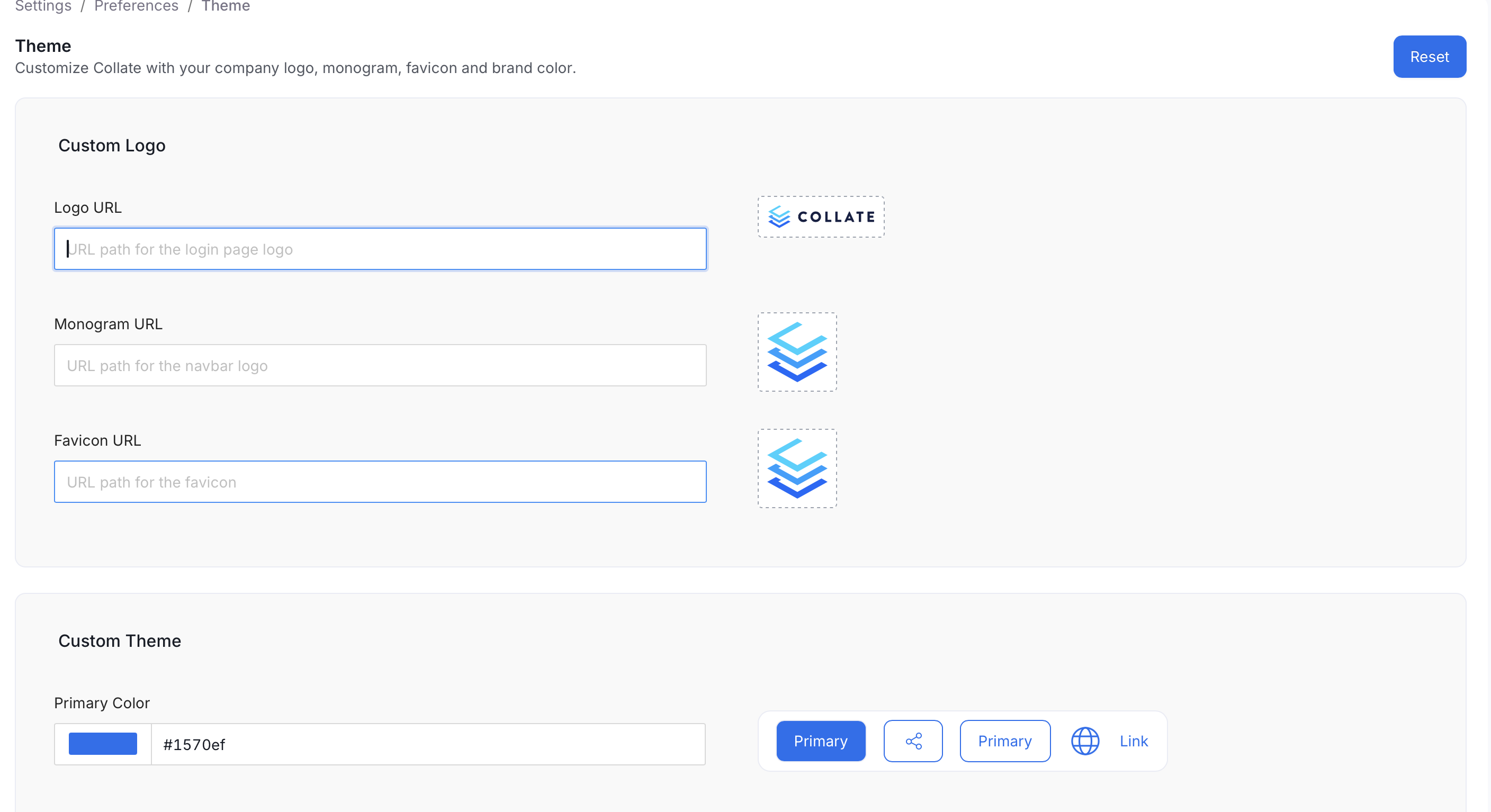 Custom Logo and Theme Settings