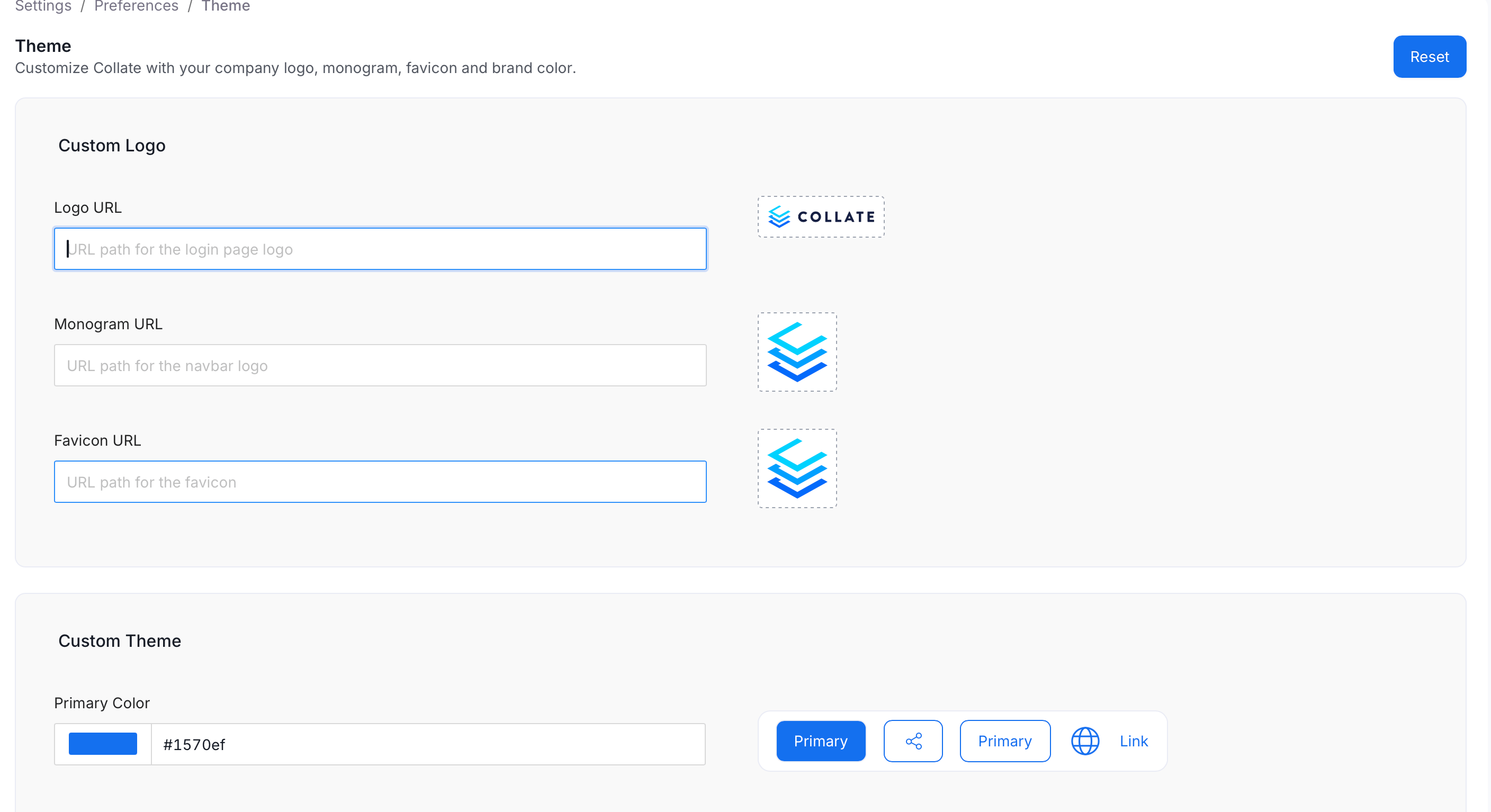 Custom Logo and Theme Settings