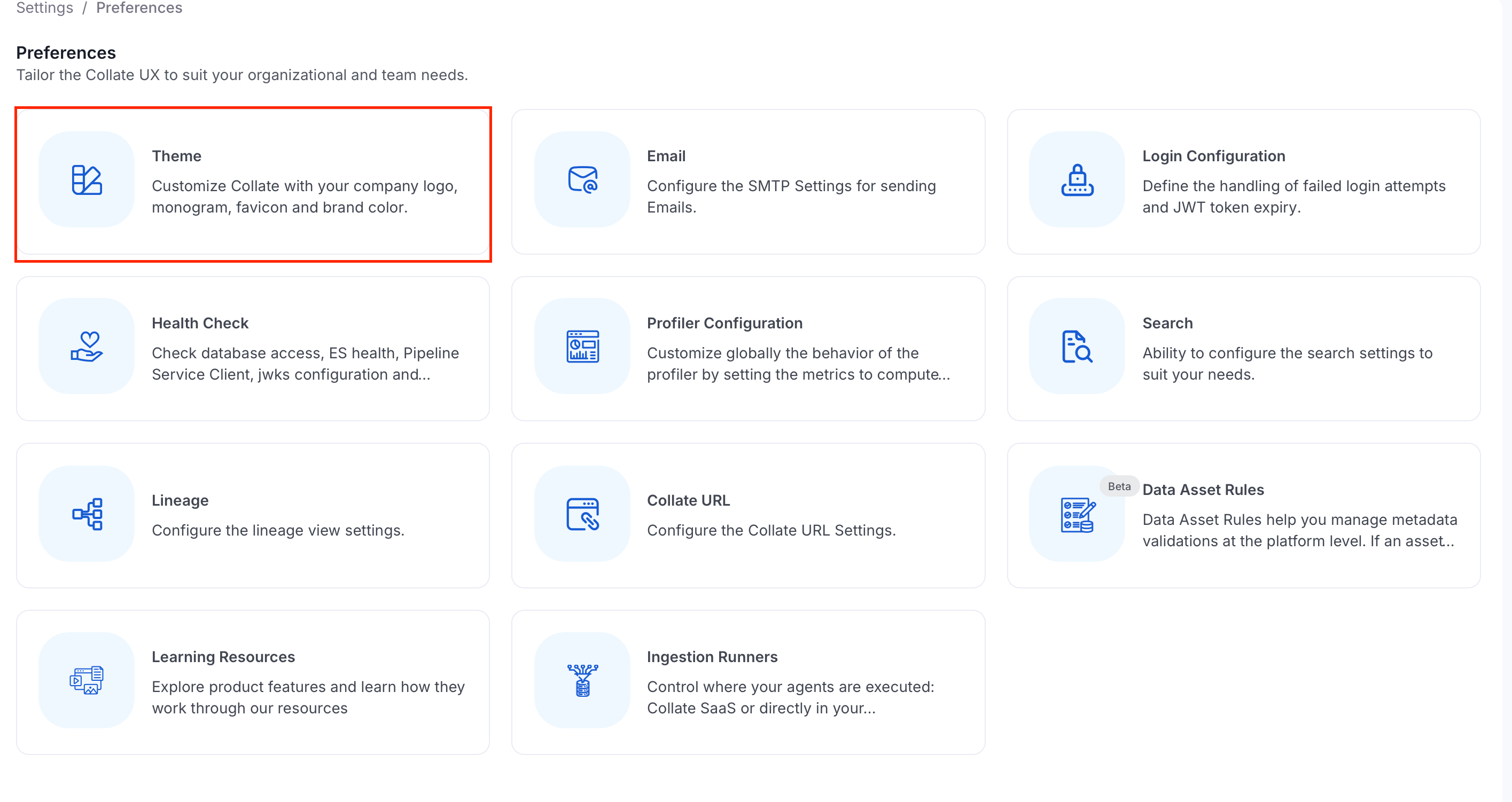 Select Theme under Preferences