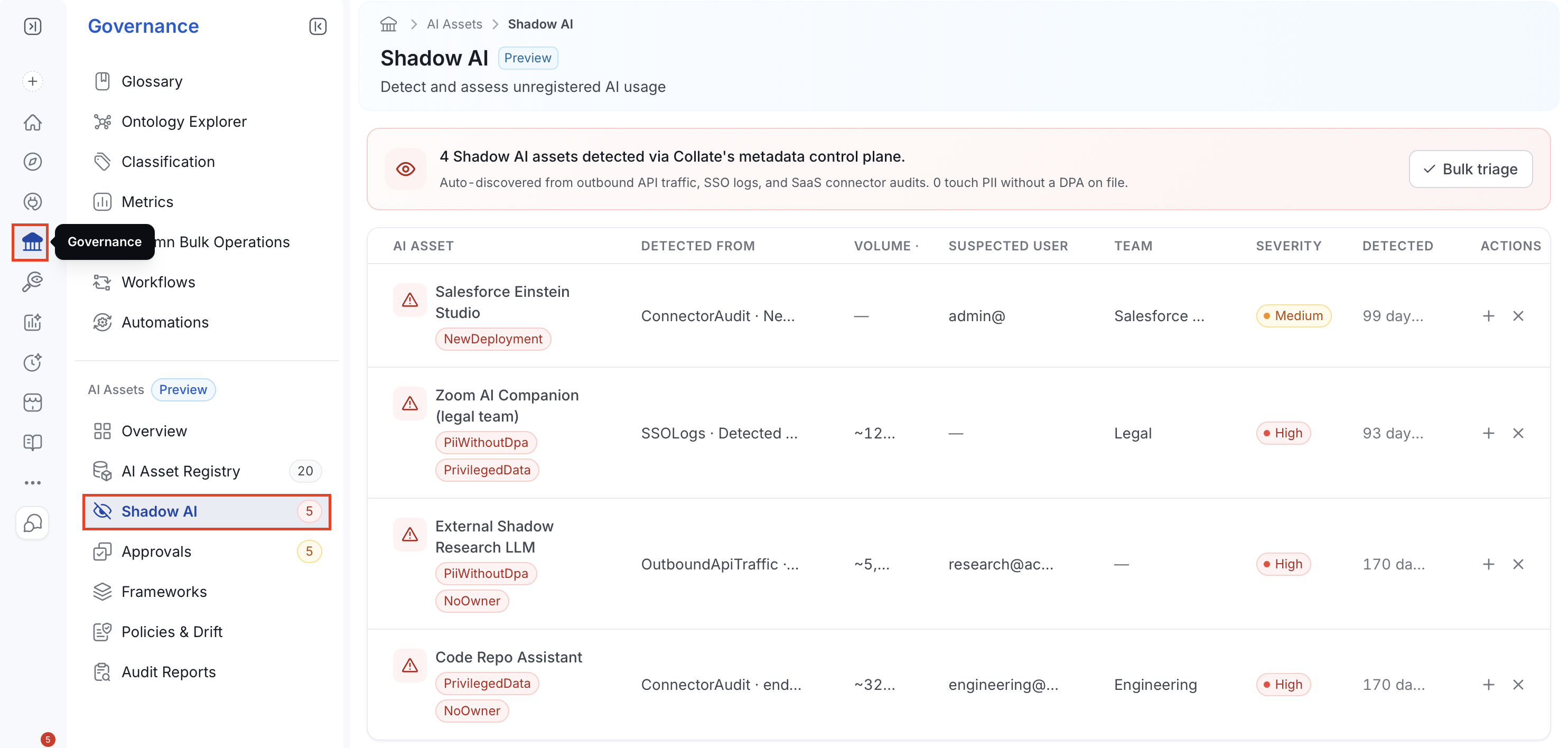 Shadow AI page