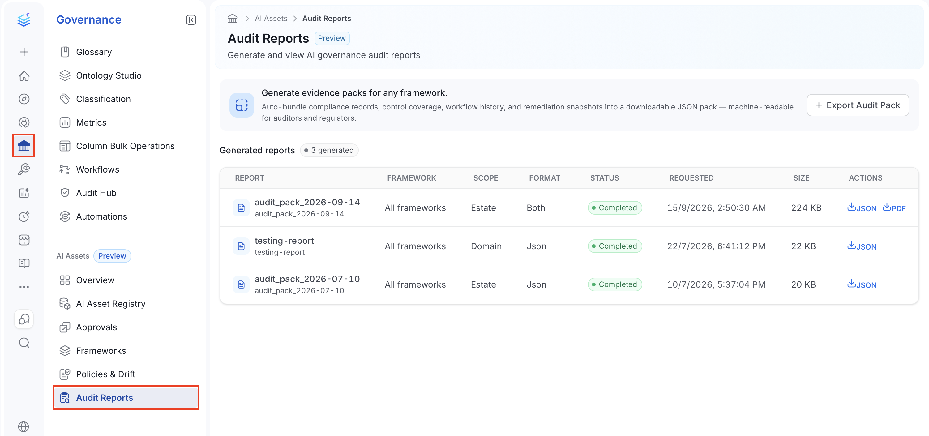 Audit Reports page