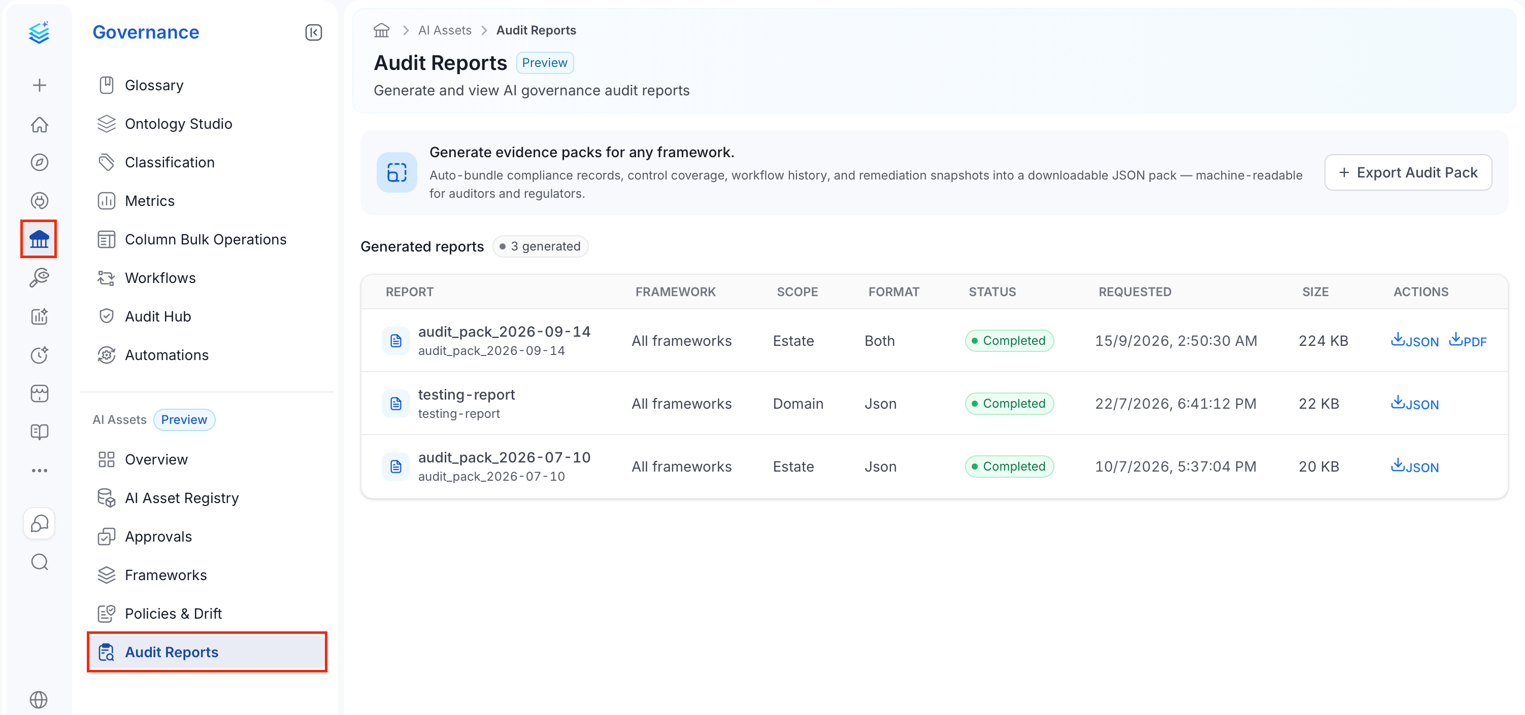 Audit Reports page
