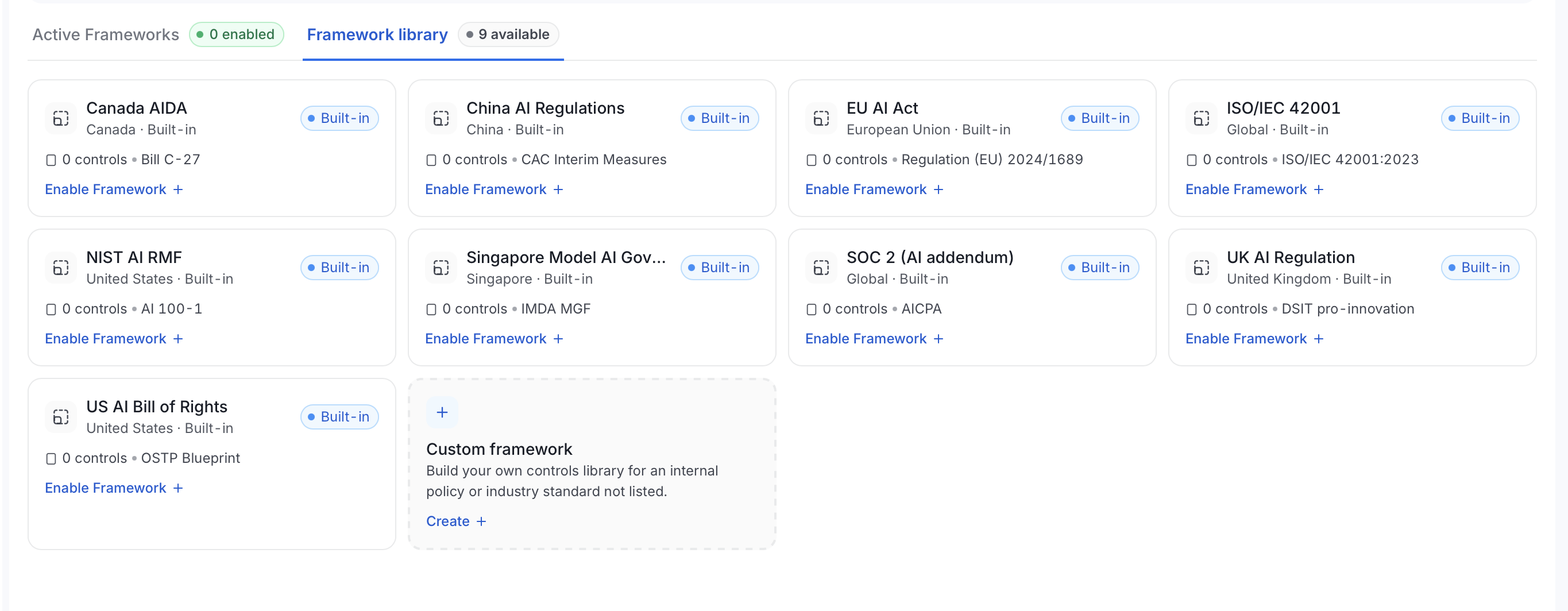 Framework library tab