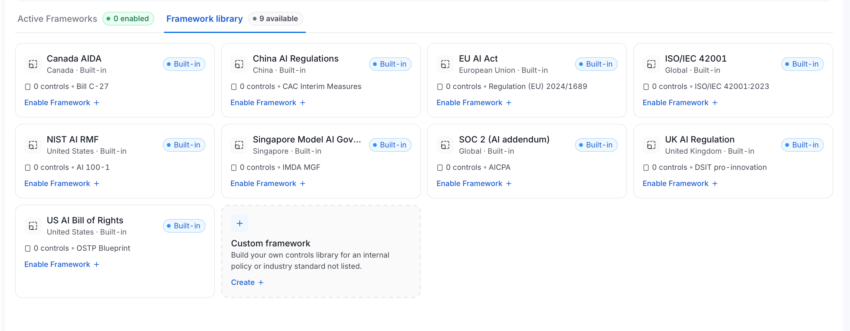 Framework library tab