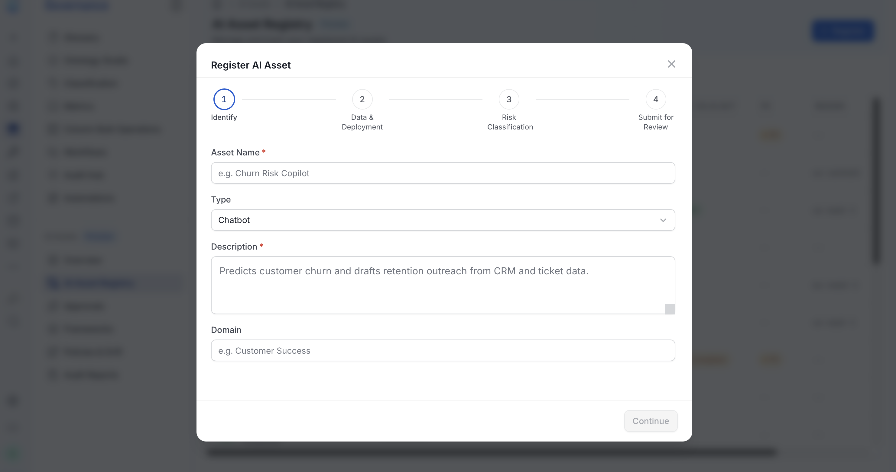 Register AI Asset, Step 1: Identify