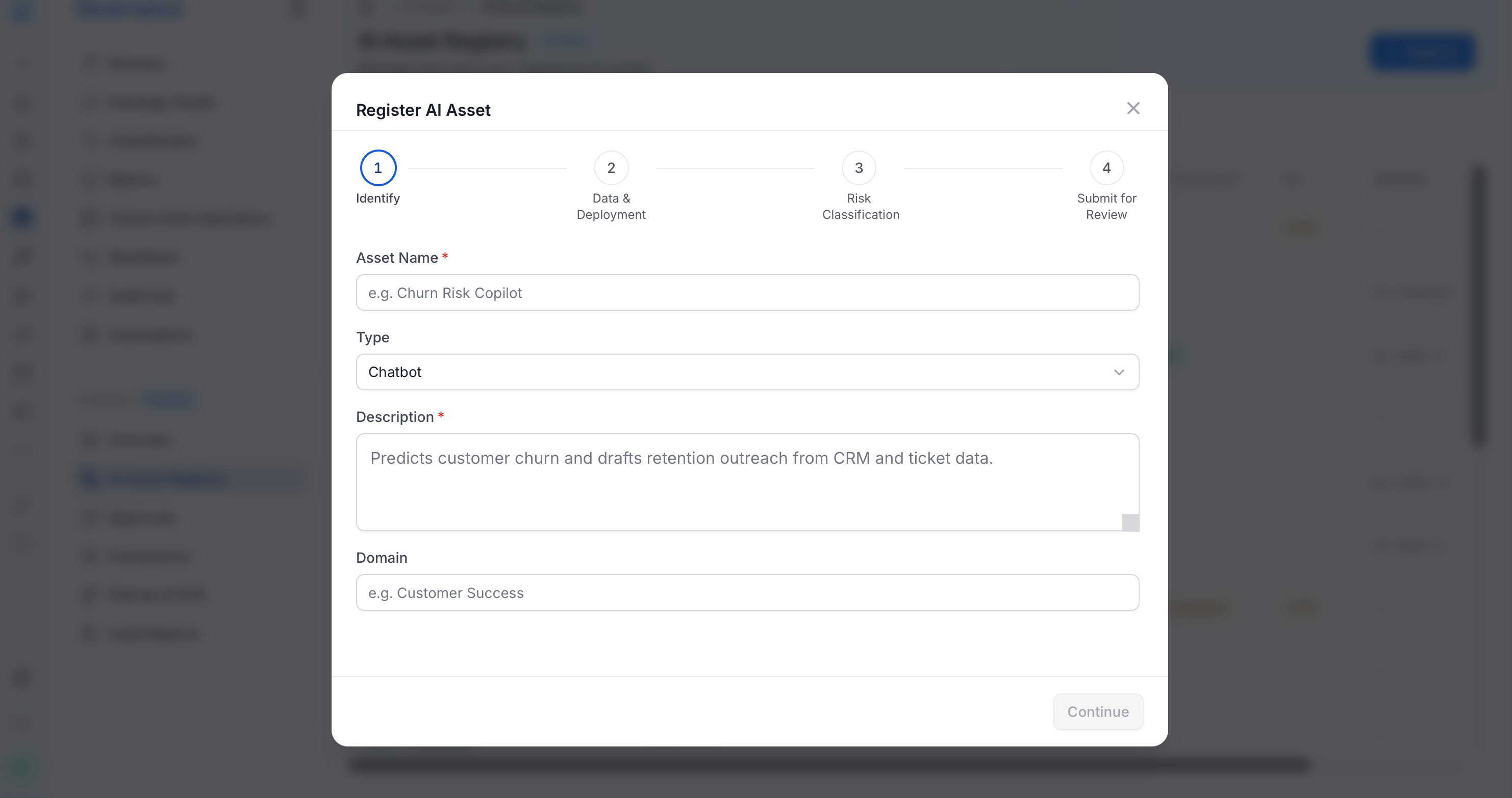 Register AI Asset, Step 1: Identify