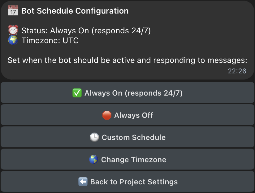 Bot schedule configuration on collony.ai