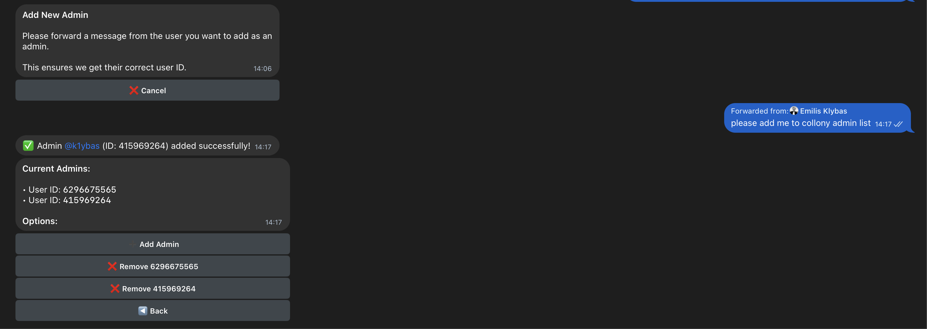 Managing admins and moderators in collony AI