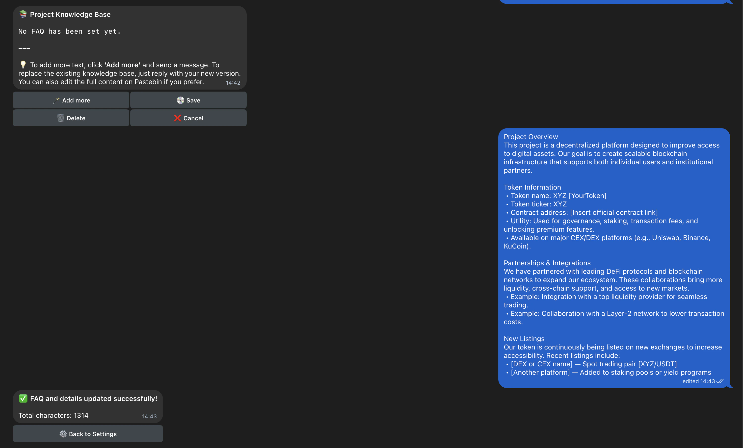 collony AI knowledge base setup screen