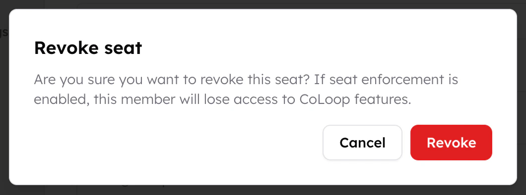 Confirmation dialog for removing a seat