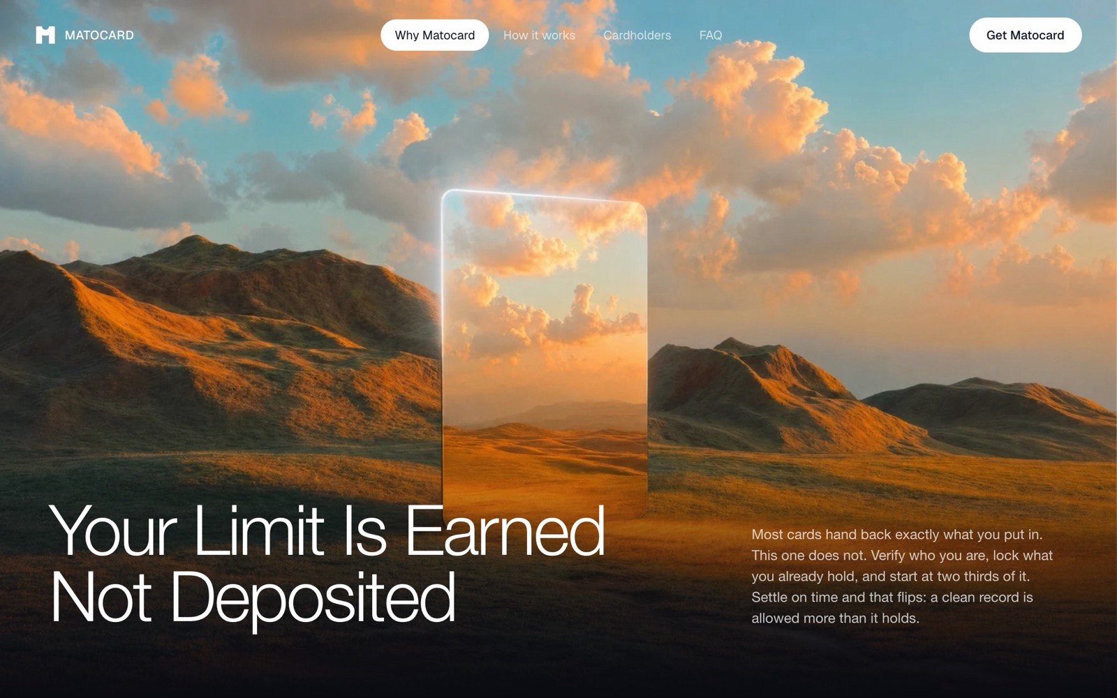Matocard landing page