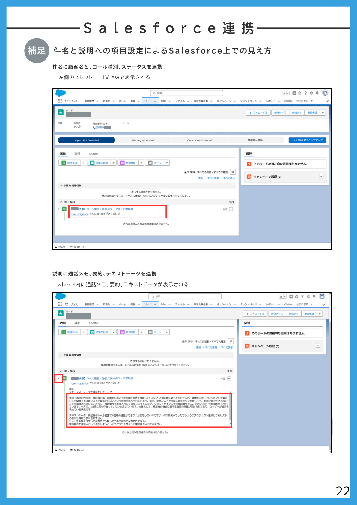 Salesforce上での見え方