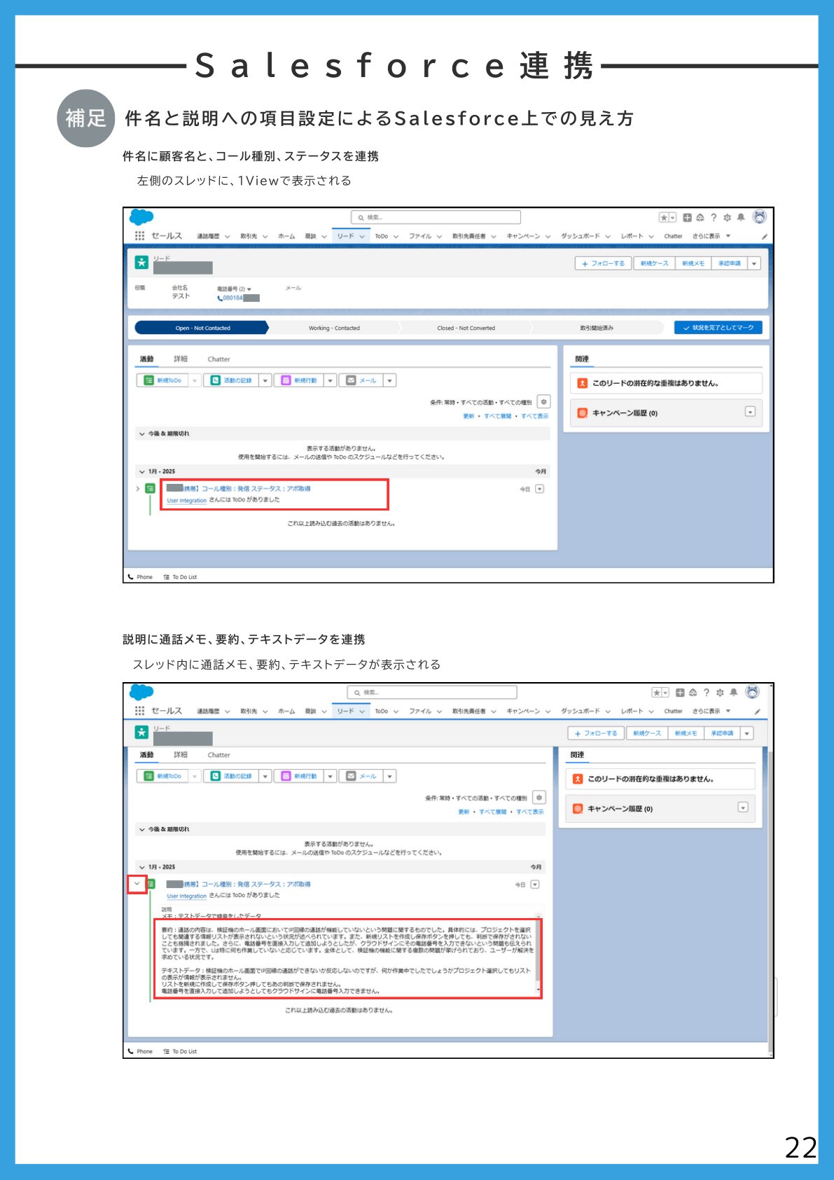 Salesforce上での見え方