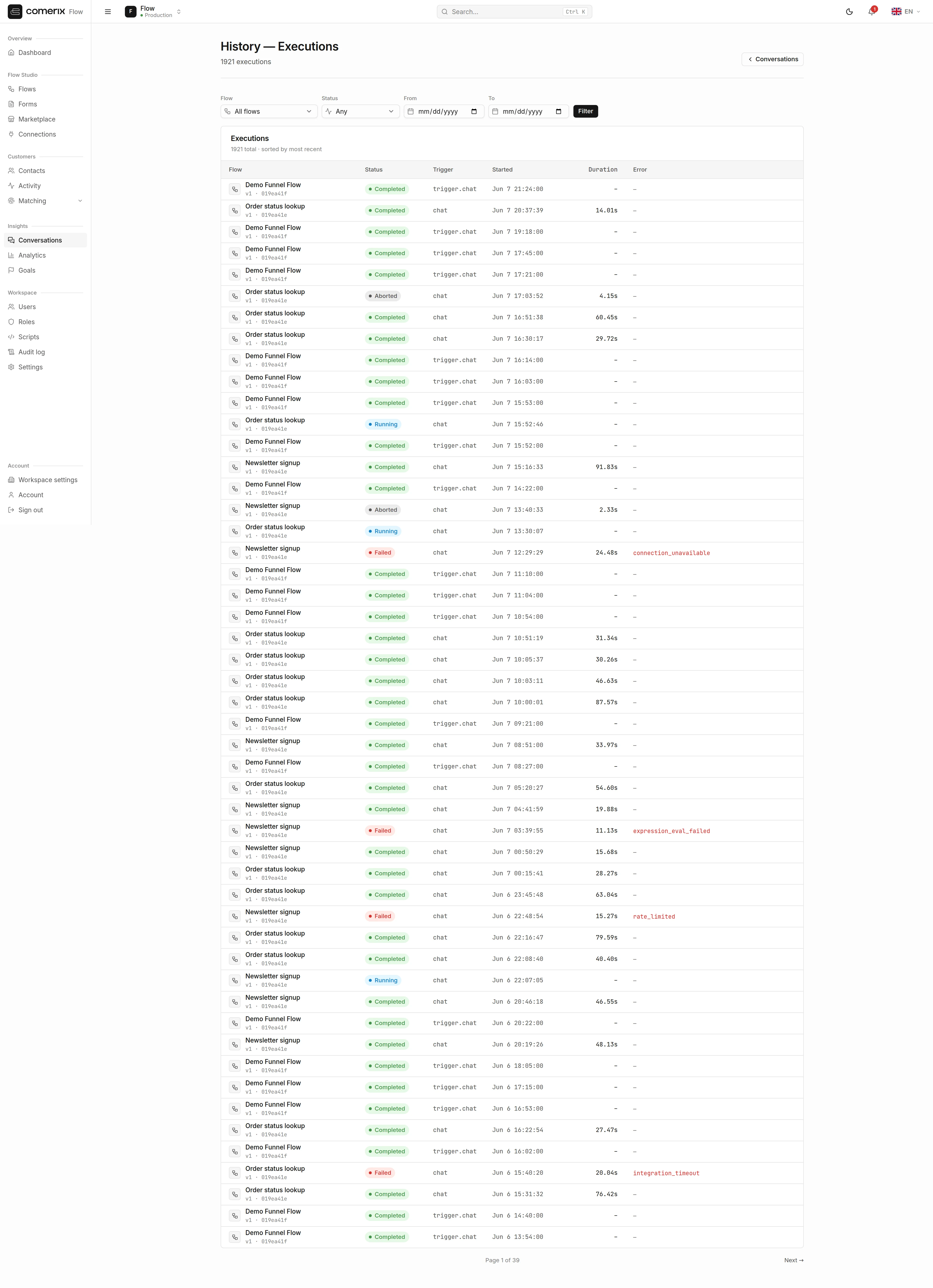The executions list.