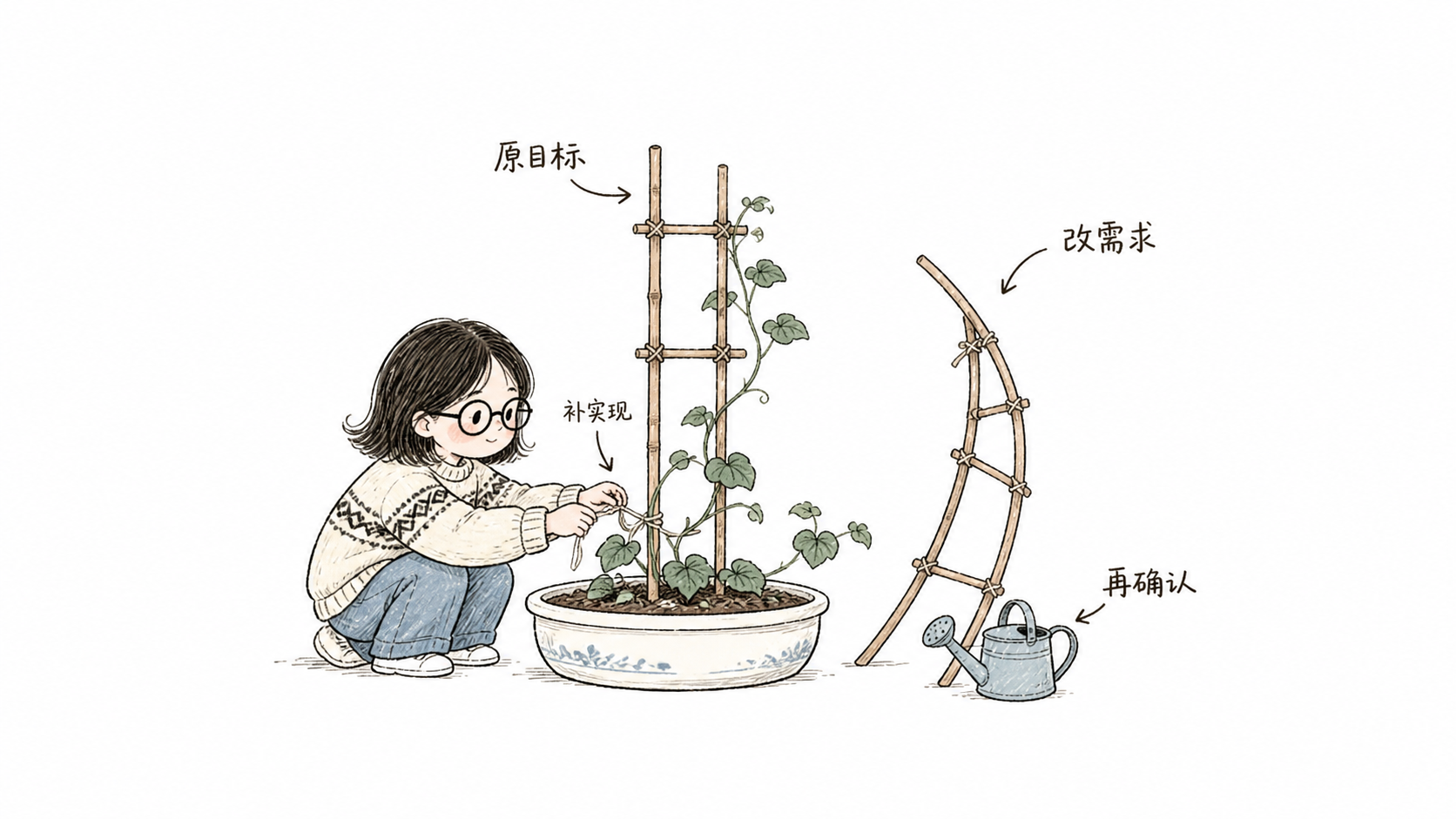 小鱼沿原支架补齐实现，并在需求变化时等待重新确认生长方向