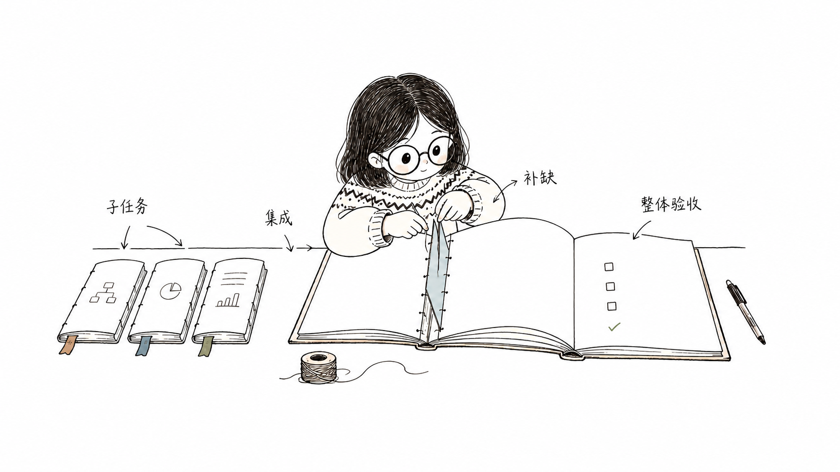 小鱼把三个 child 的成果装订进父级交付，并补齐最终验收缺口