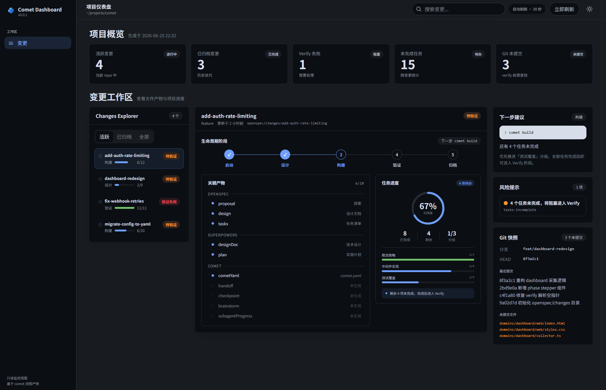 Comet Dashboard 暗色模式