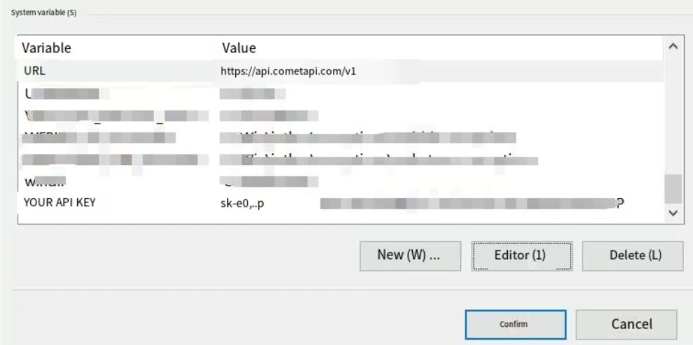 Code LangChain montrant ChatOpenAI initialisé avec l’URL de base et la clé CometAPI