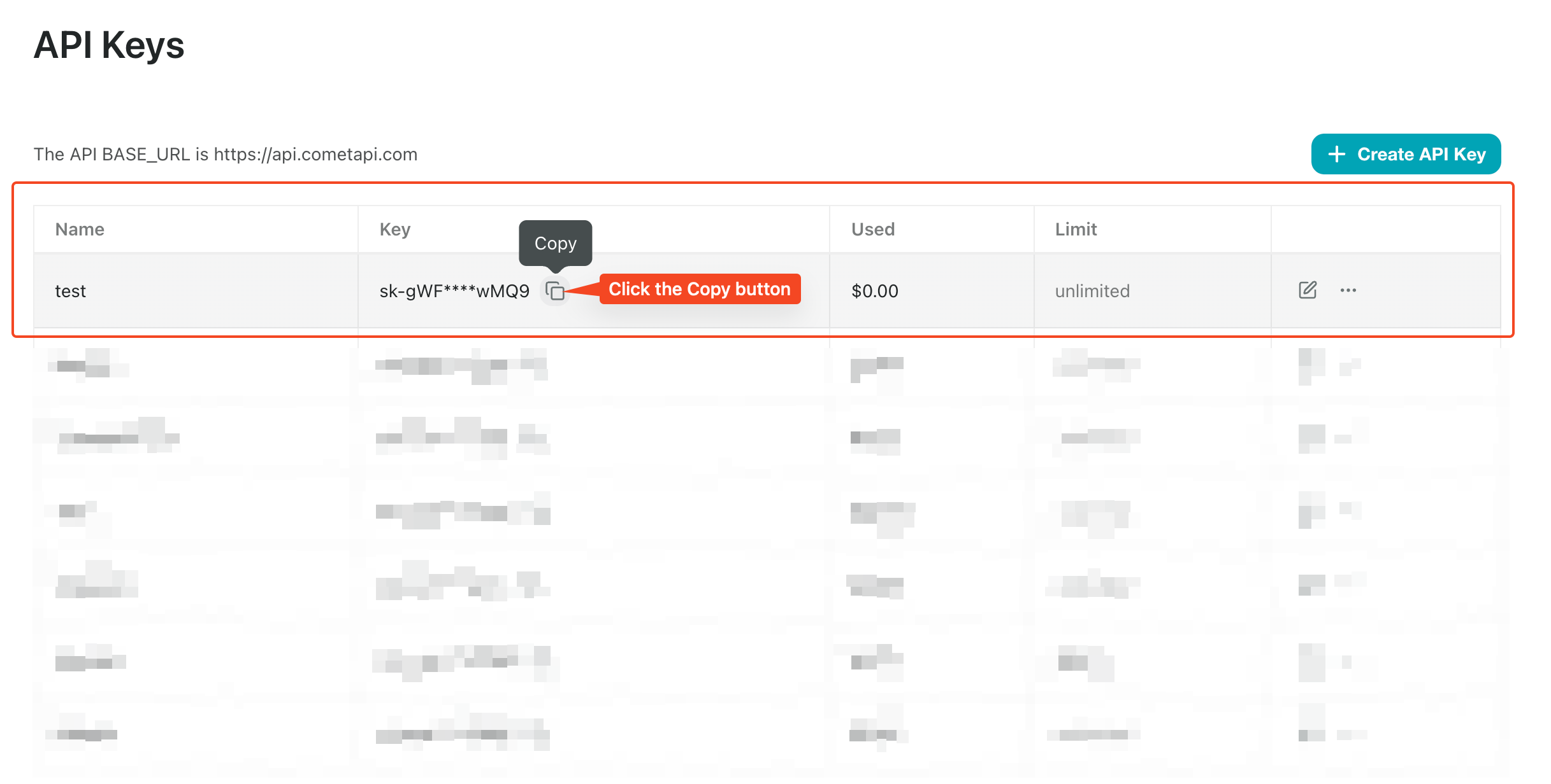 Start with CometAPI: create an API key and make your first call ...