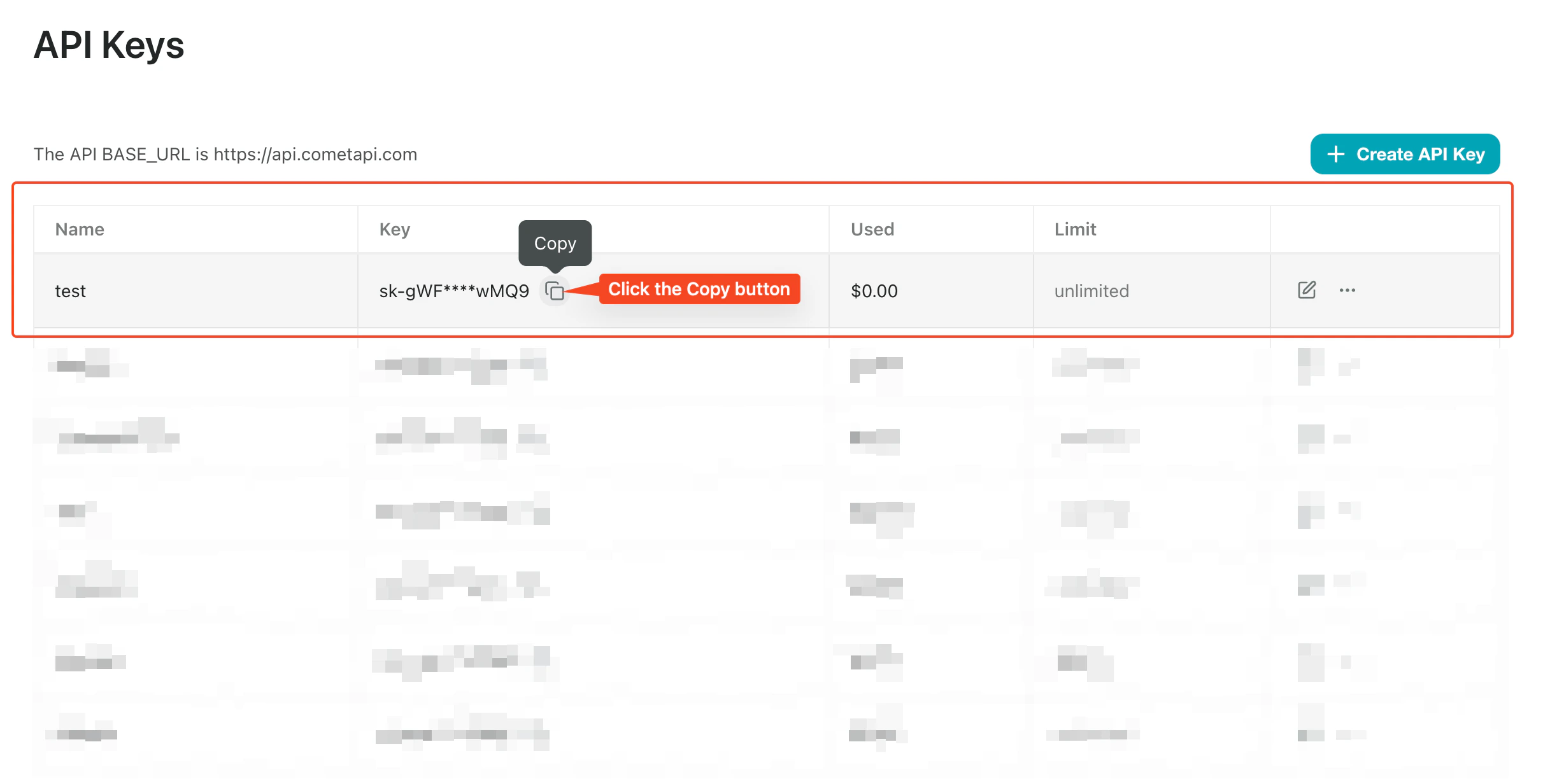 CometAPI API key и base URL