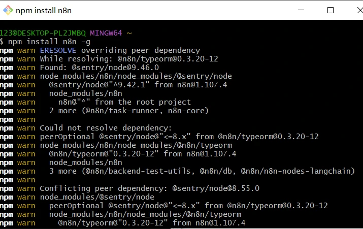 终端中显示 n8n 成功启动