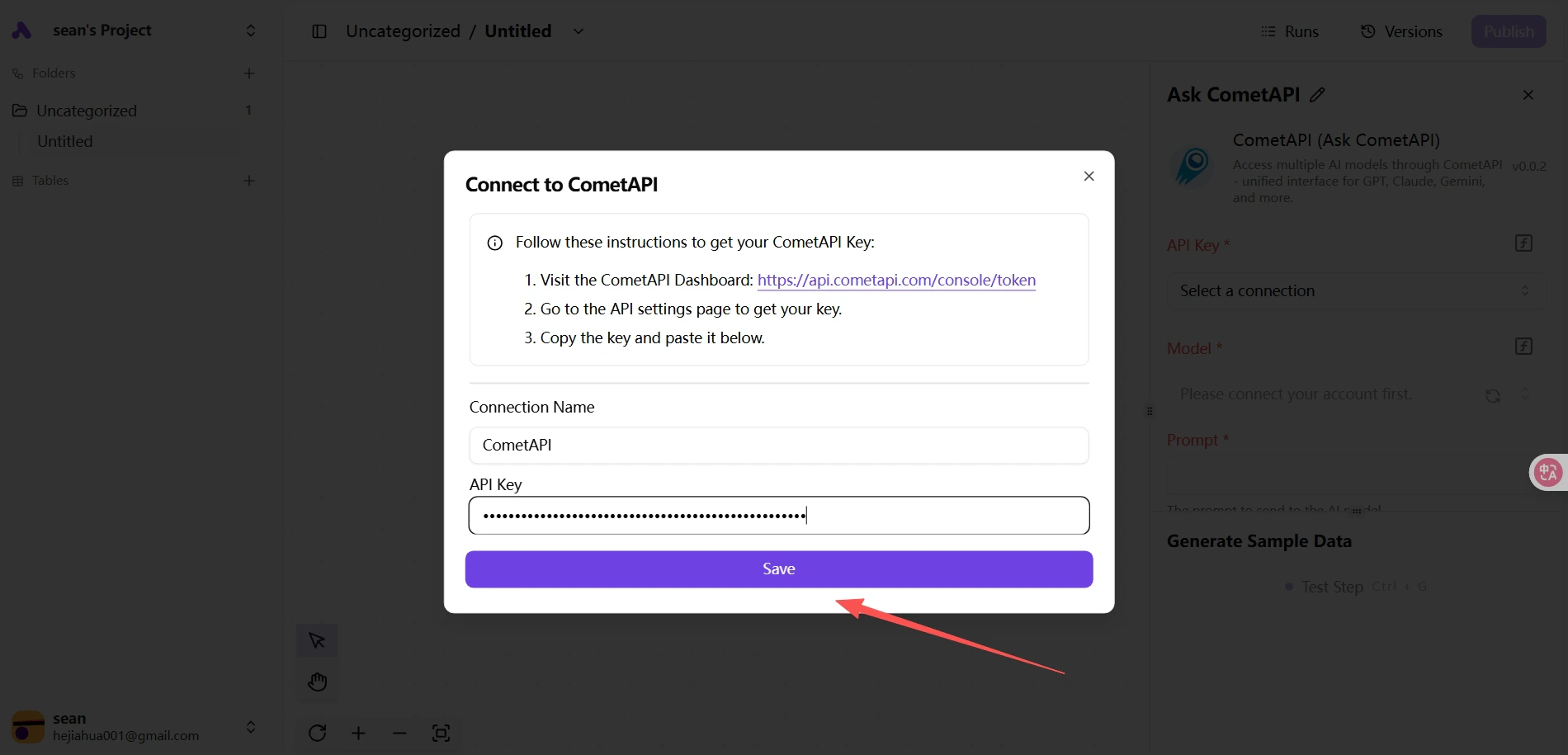 Krok CometAPI — klucz API i wybór modelu