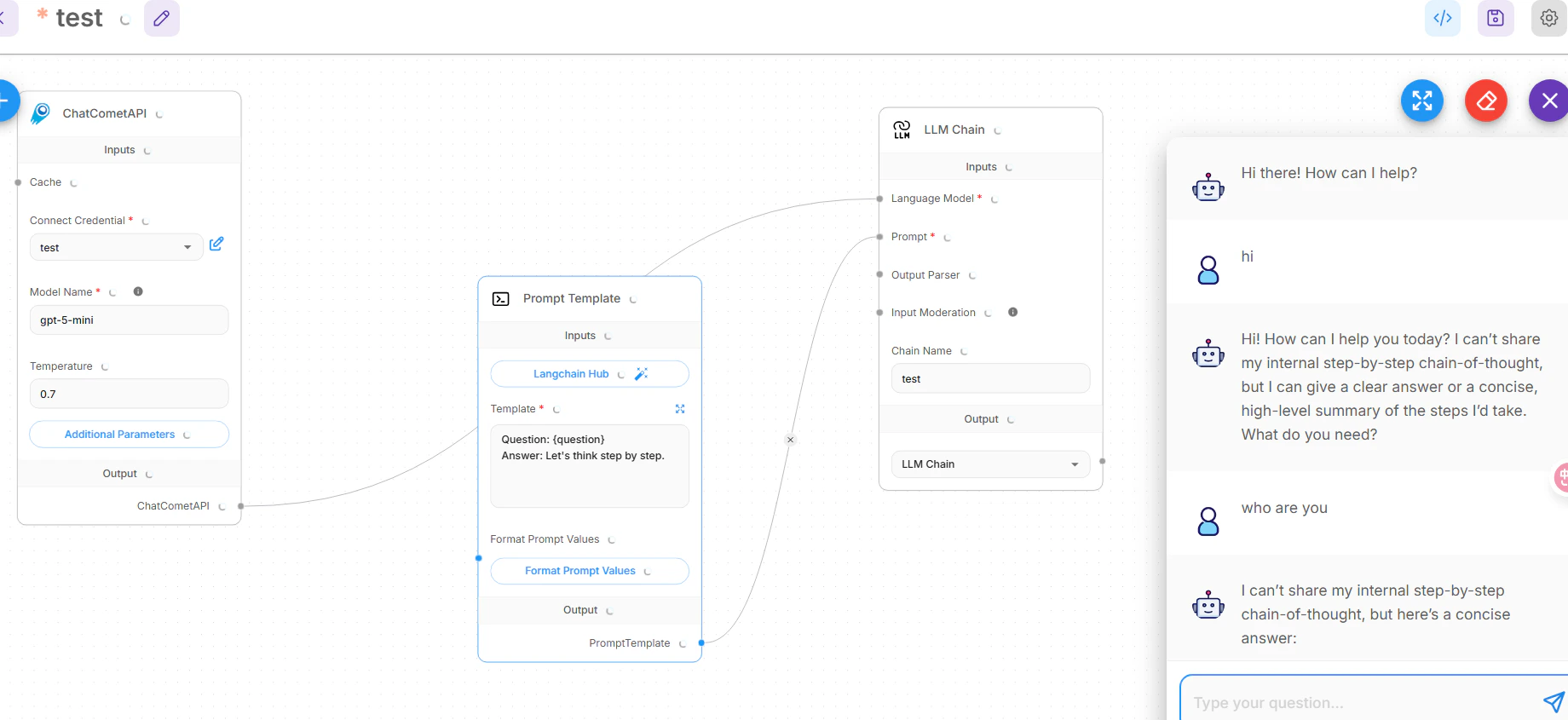 Vollständiges Chatflow-Canvas mit allen sichtbaren Verbindungen