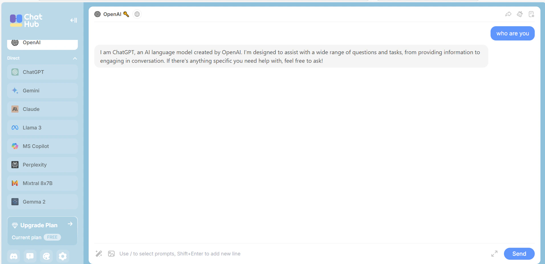 CometAPI'den başarılı bir yanıt gösteren ChatHub