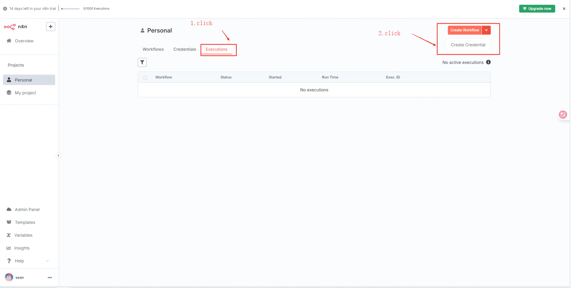 Finestra di dialogo n8n Create Credential con OpenAI API selezionato