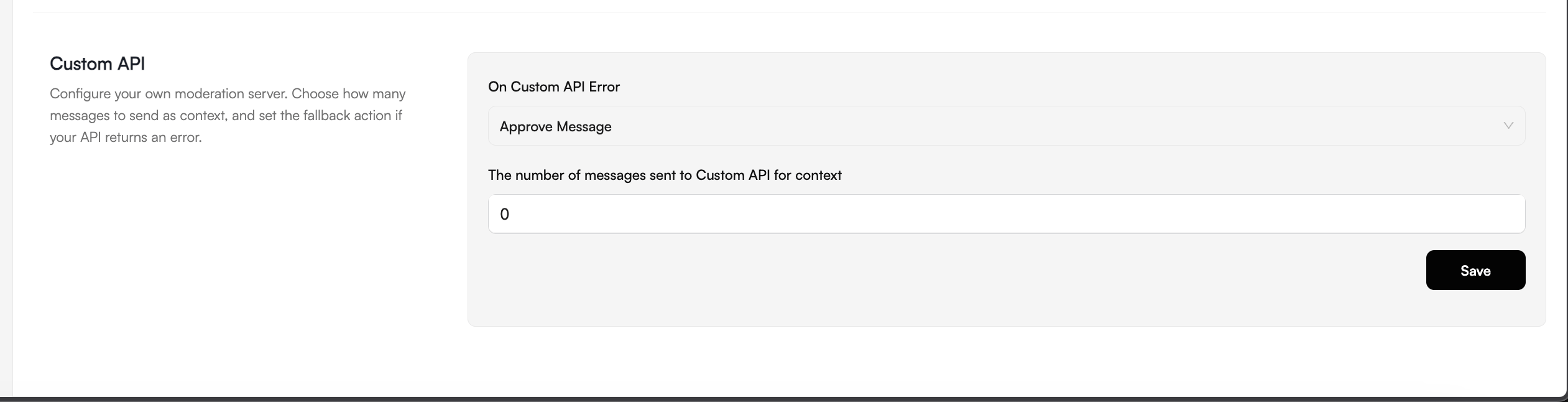 Custom API Advanced Settings
