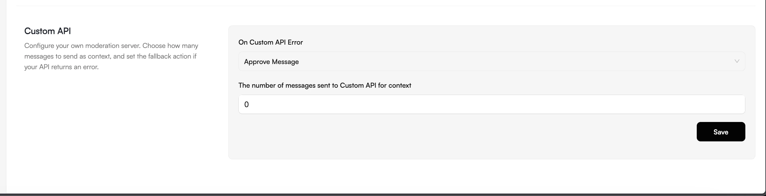 Custom API Advanced Settings