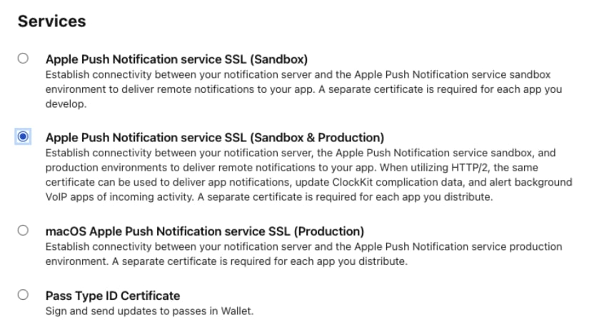 Apple Developer portal screenshot