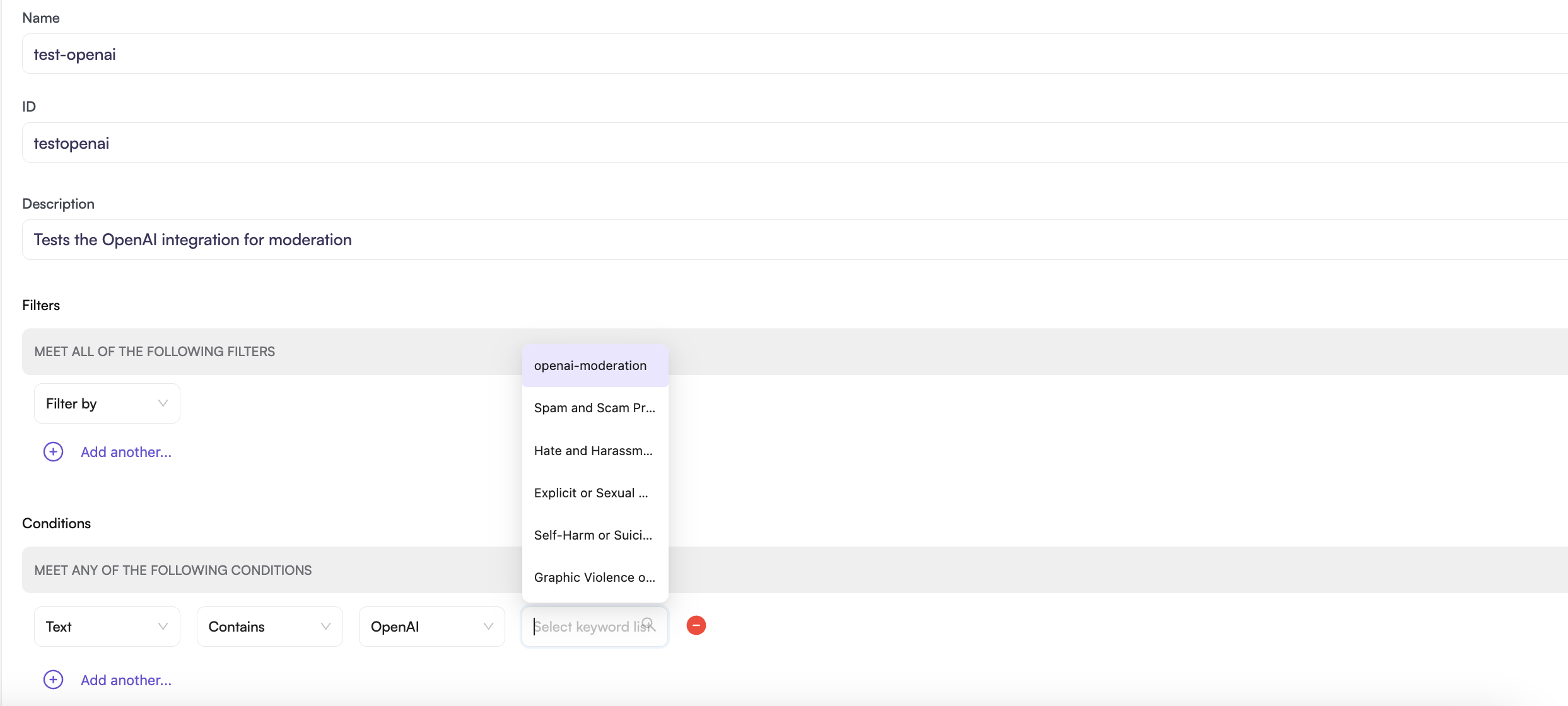 Create OpenAI Rule