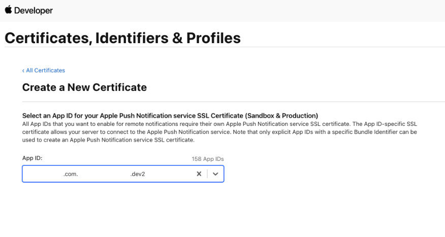 Apple Developer portal screenshot