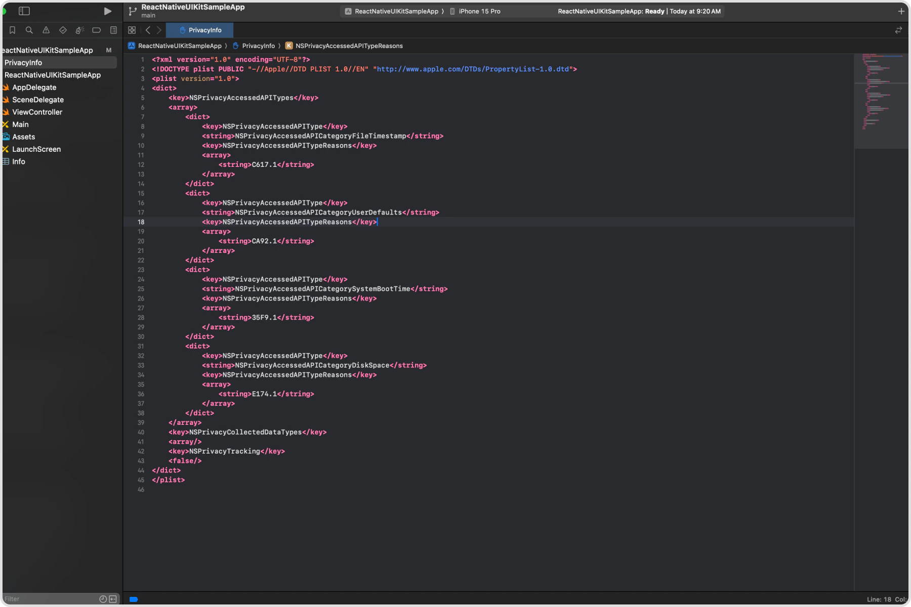 Privacy Manifest Content