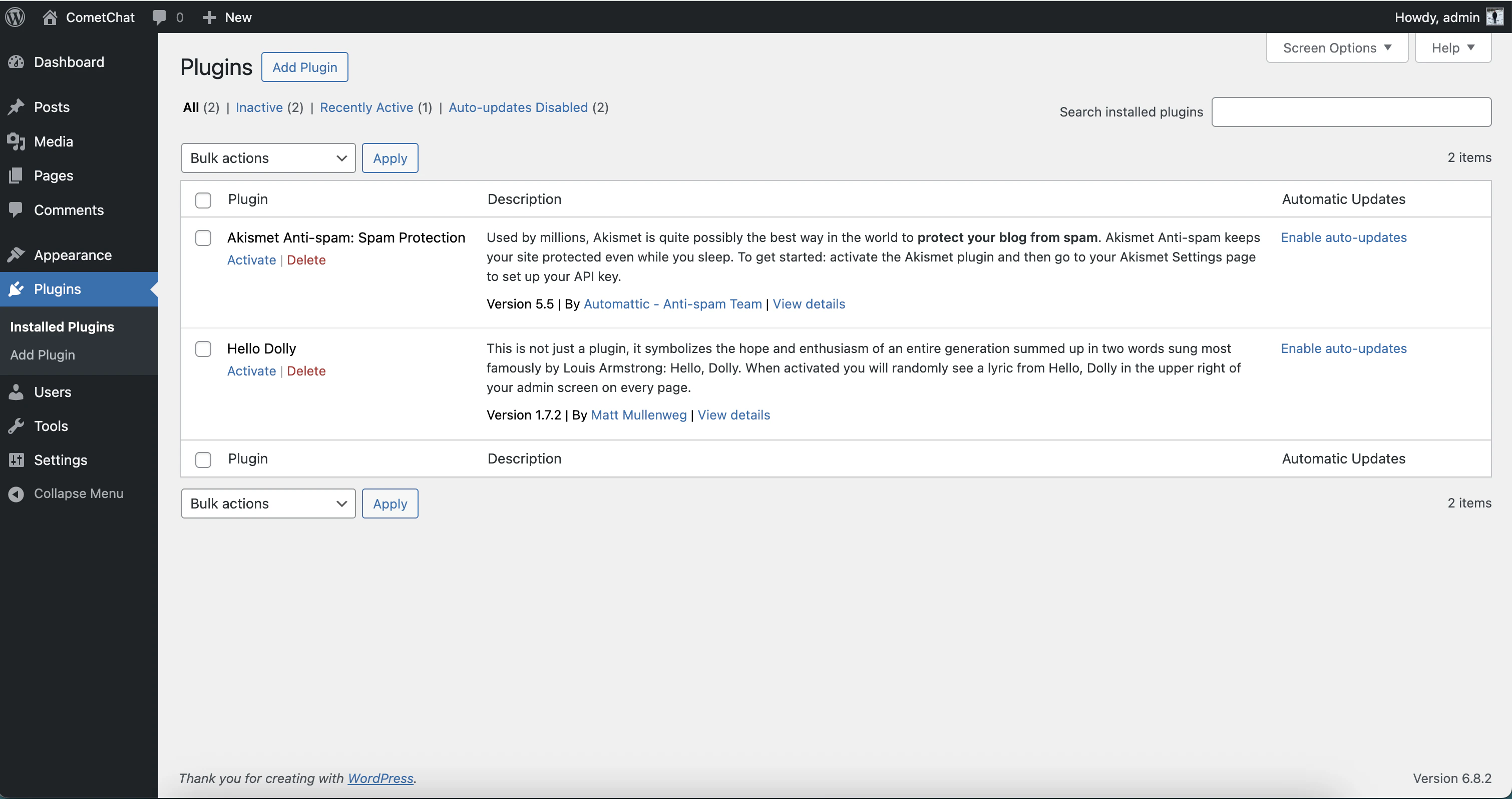 Main dashboard interface